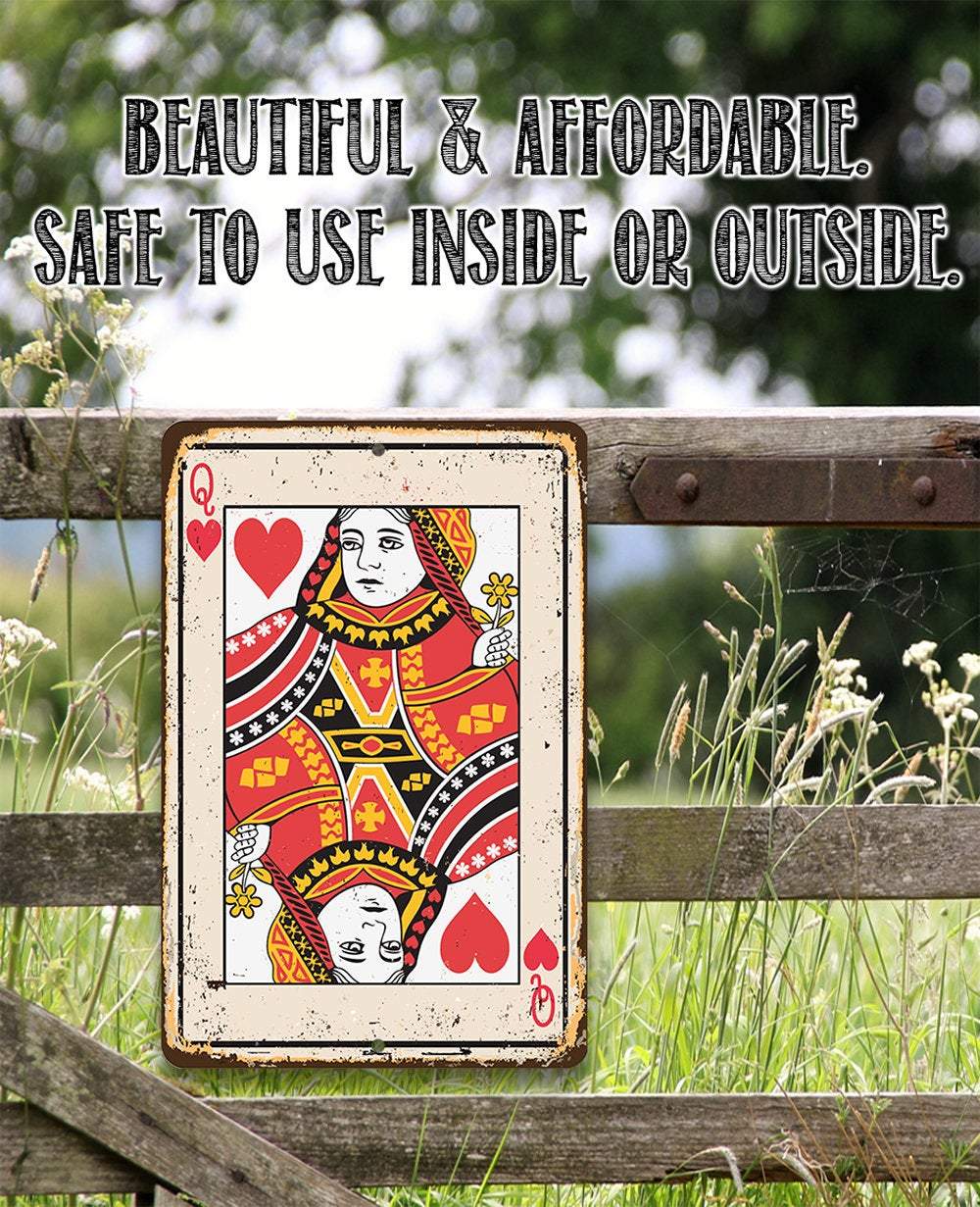 Queen of Hearts Card - Metal Sign