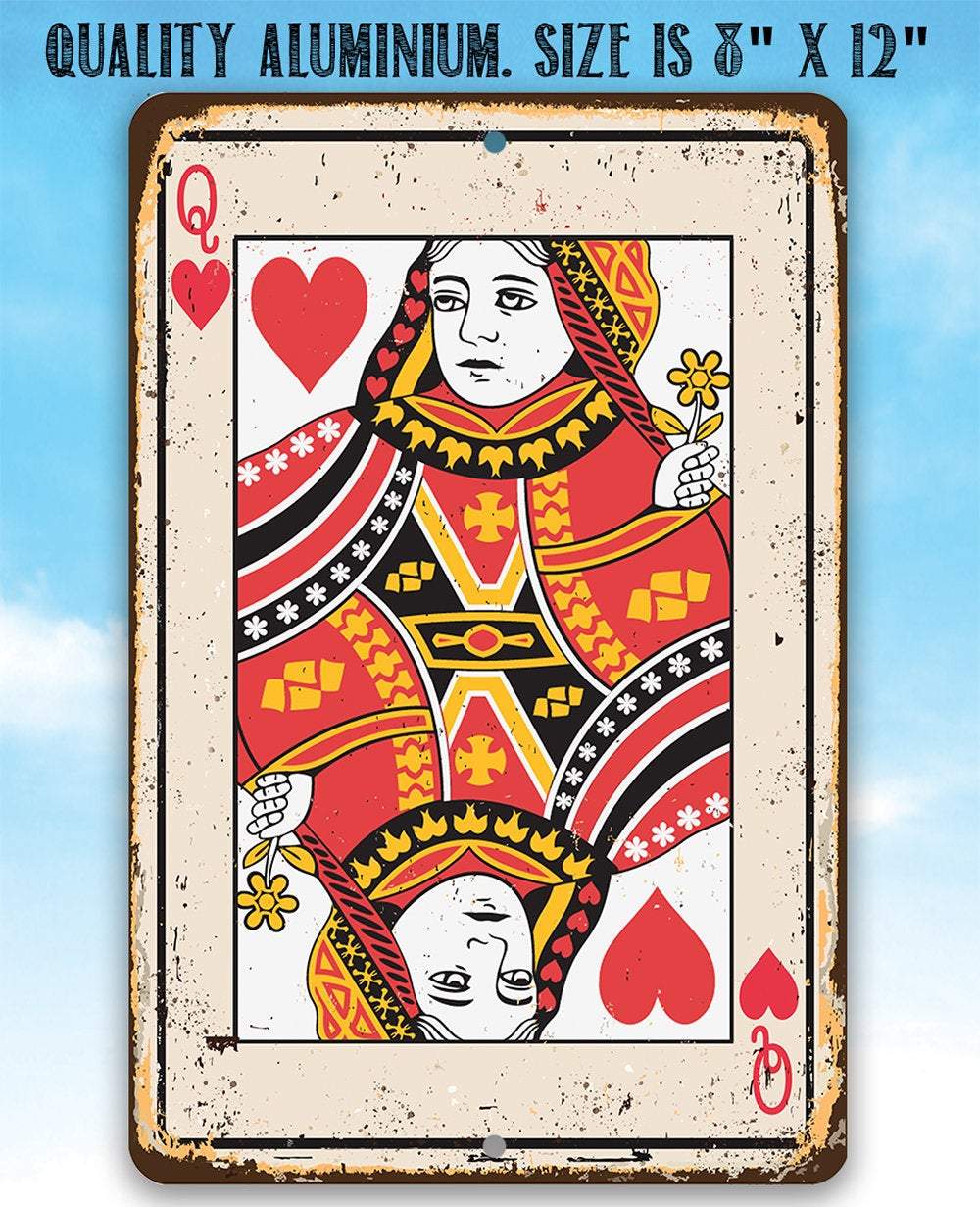 Queen of Hearts Card - Metal Sign