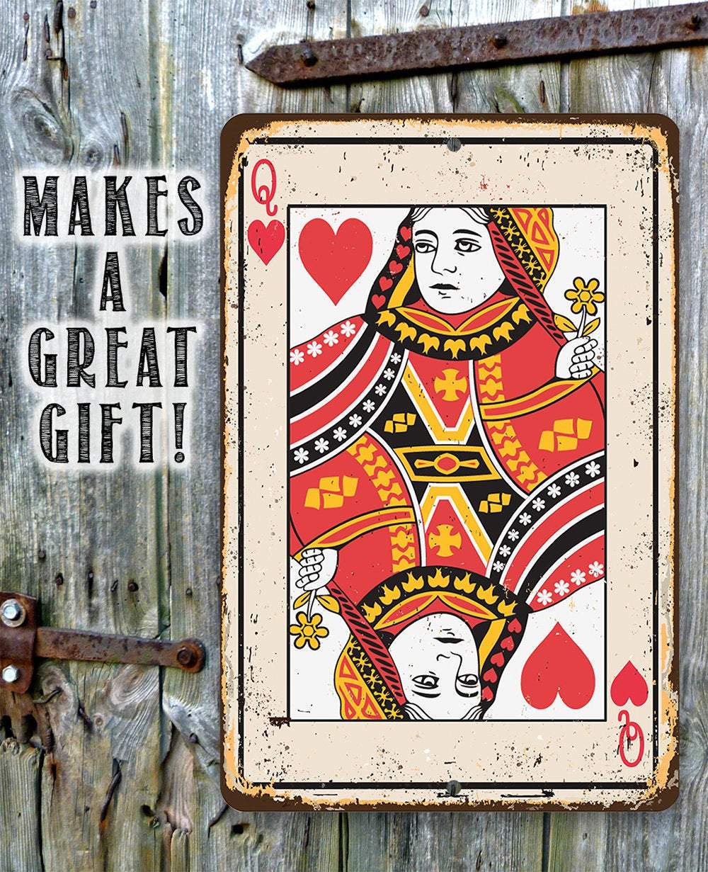 Queen of Hearts Card - Metal Sign