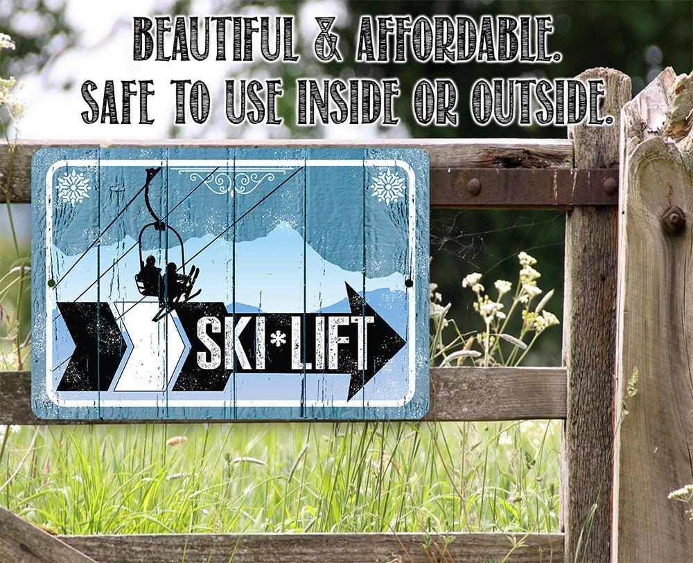 Ski Lift Directional (Right) - Metal Sign