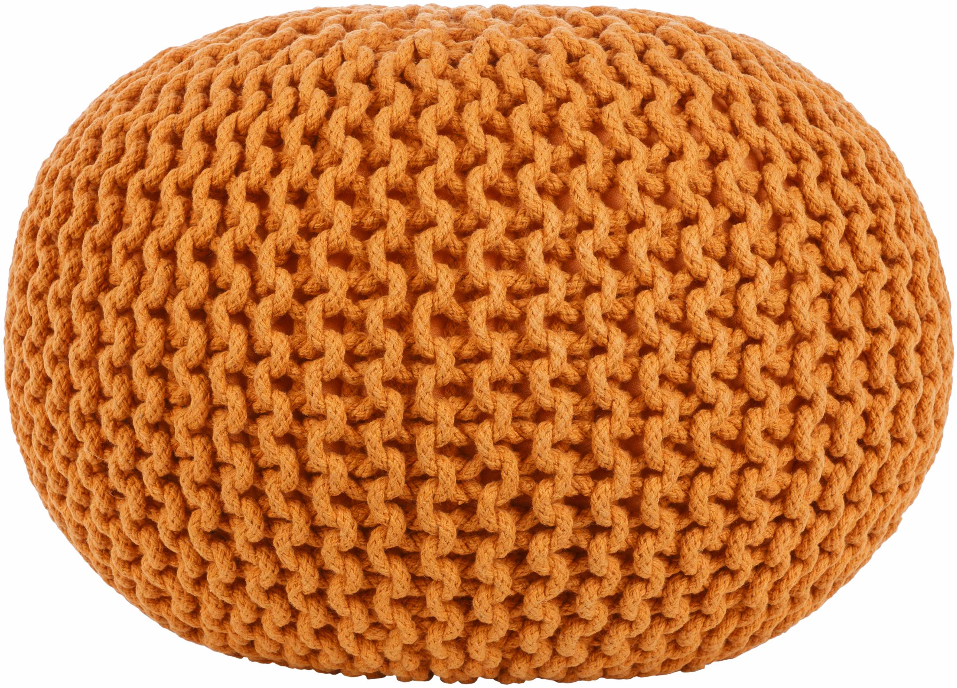 Morimondo Orange Knitted Cotton Pouf-2
