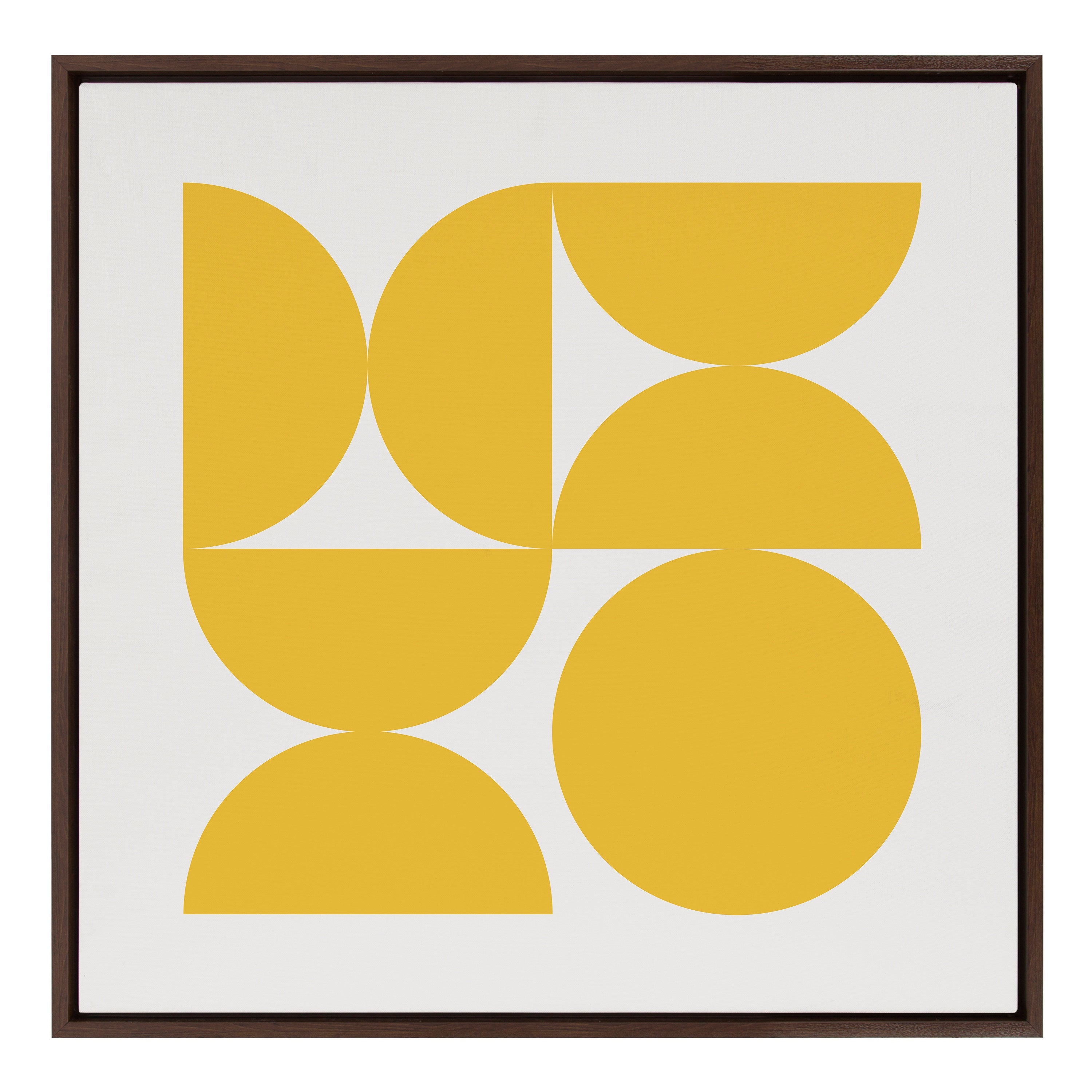 Sylvie Bold Vintage Geometric Sunshine Yellow Framed Canvas by The Creative Bunch Studio