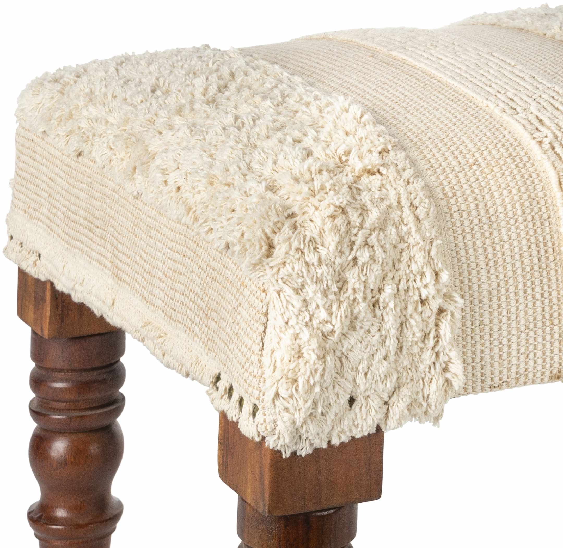 Manzaneque Chenille Striped Beige Bench-4