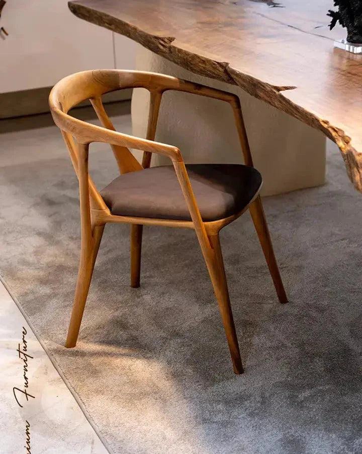 Wabi Sabi Style Luxury Solid Wood Walnut Table with Stone Inspired Legs