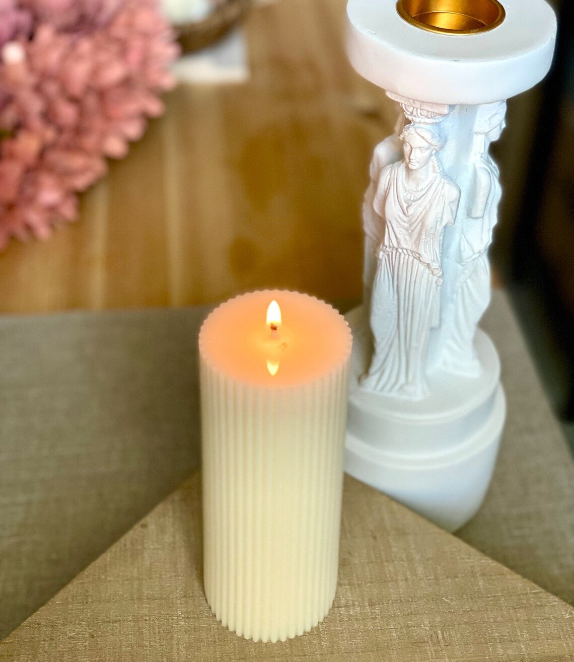 Minimalist Ribbed Pillar Candles-3