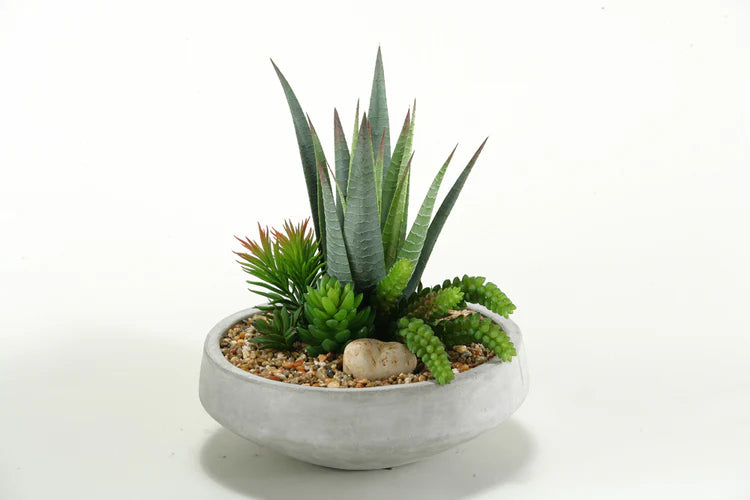 Artificial Mixed Succulents in Contemporary Planter-0