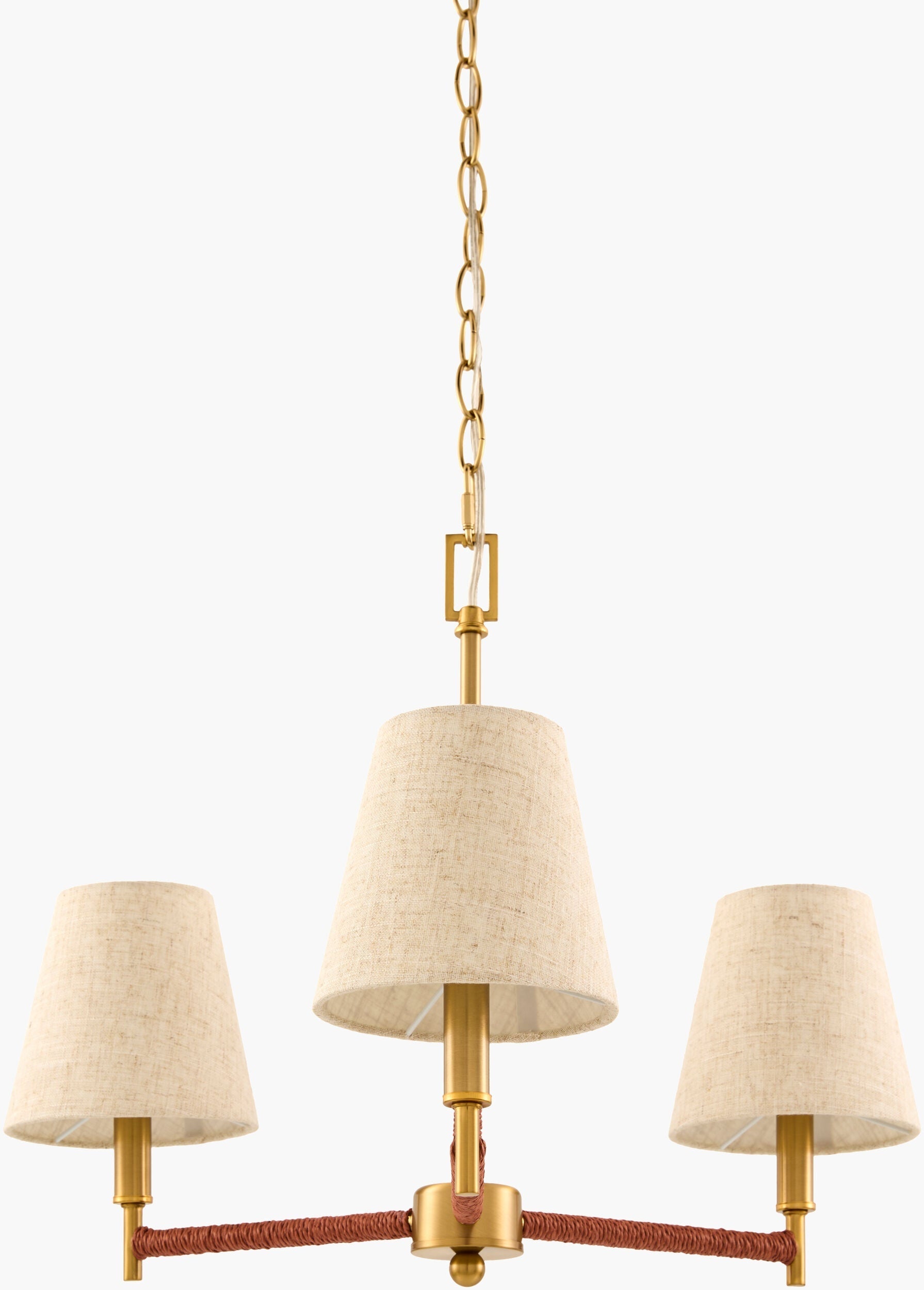 Rich Gold Modern Chandelier with linen details for dining or living rooms-0