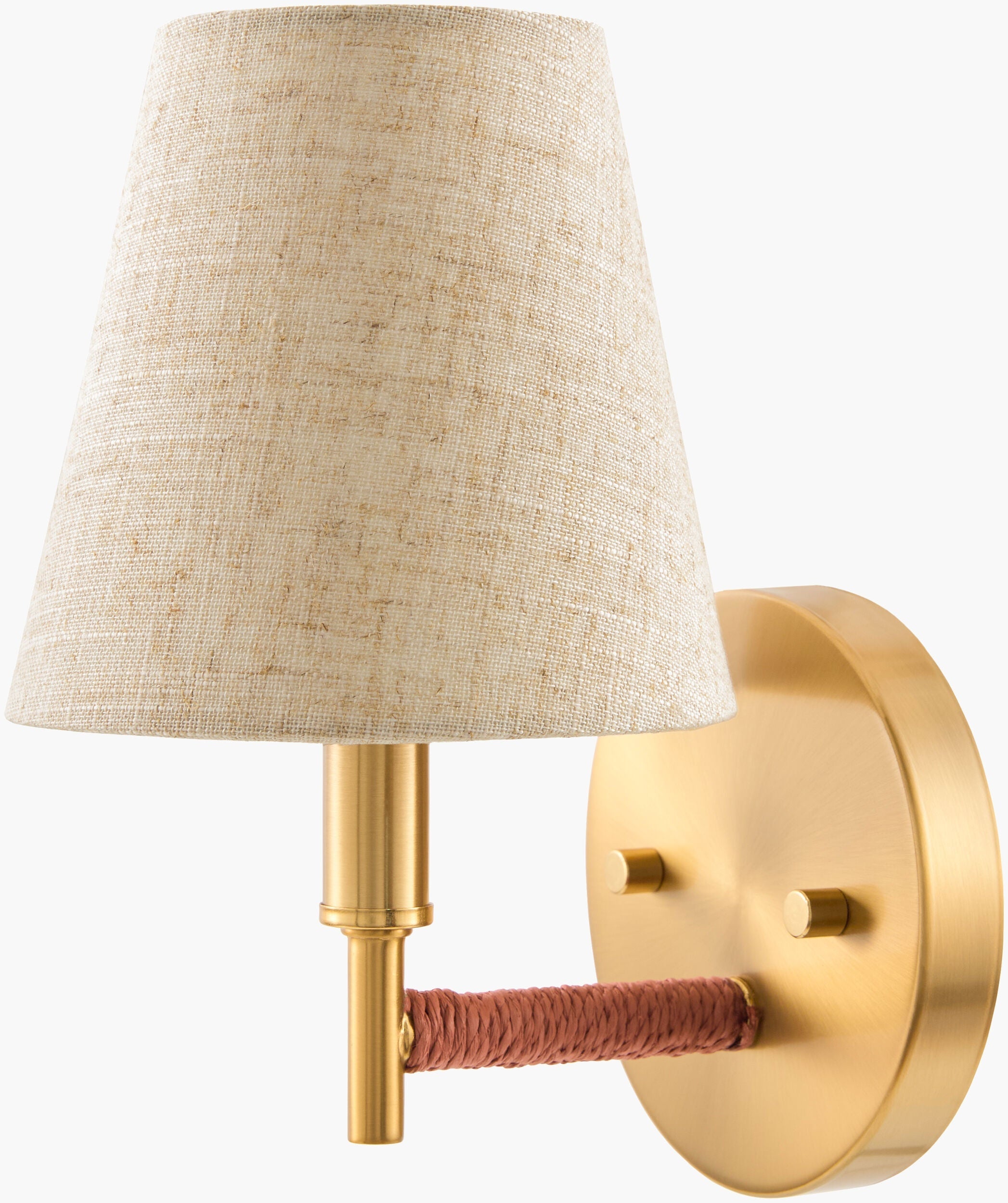 Tan Modern Wall Sconce with linen details for hallway or bedroom lighting-0
