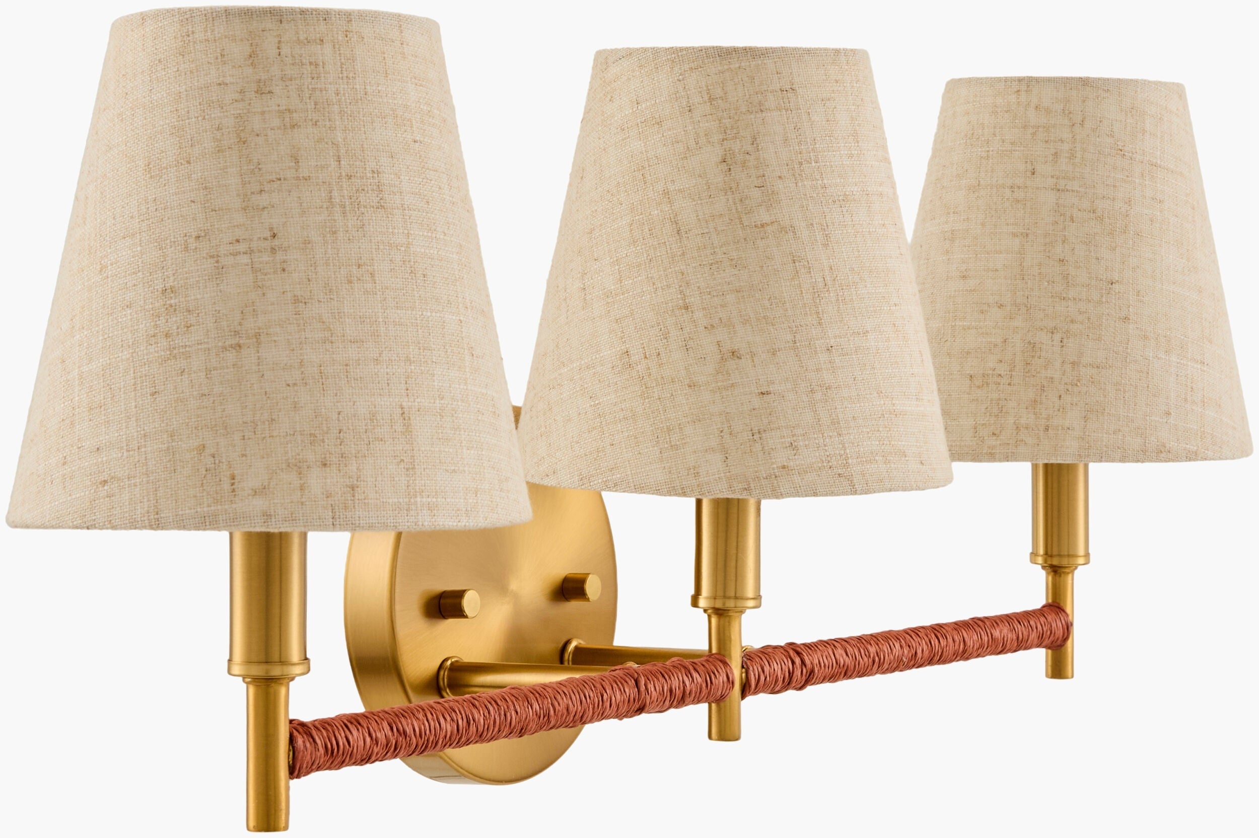 Soft Orange Modern Wall Sconce with linen details for hallway or bedroom lighting-0