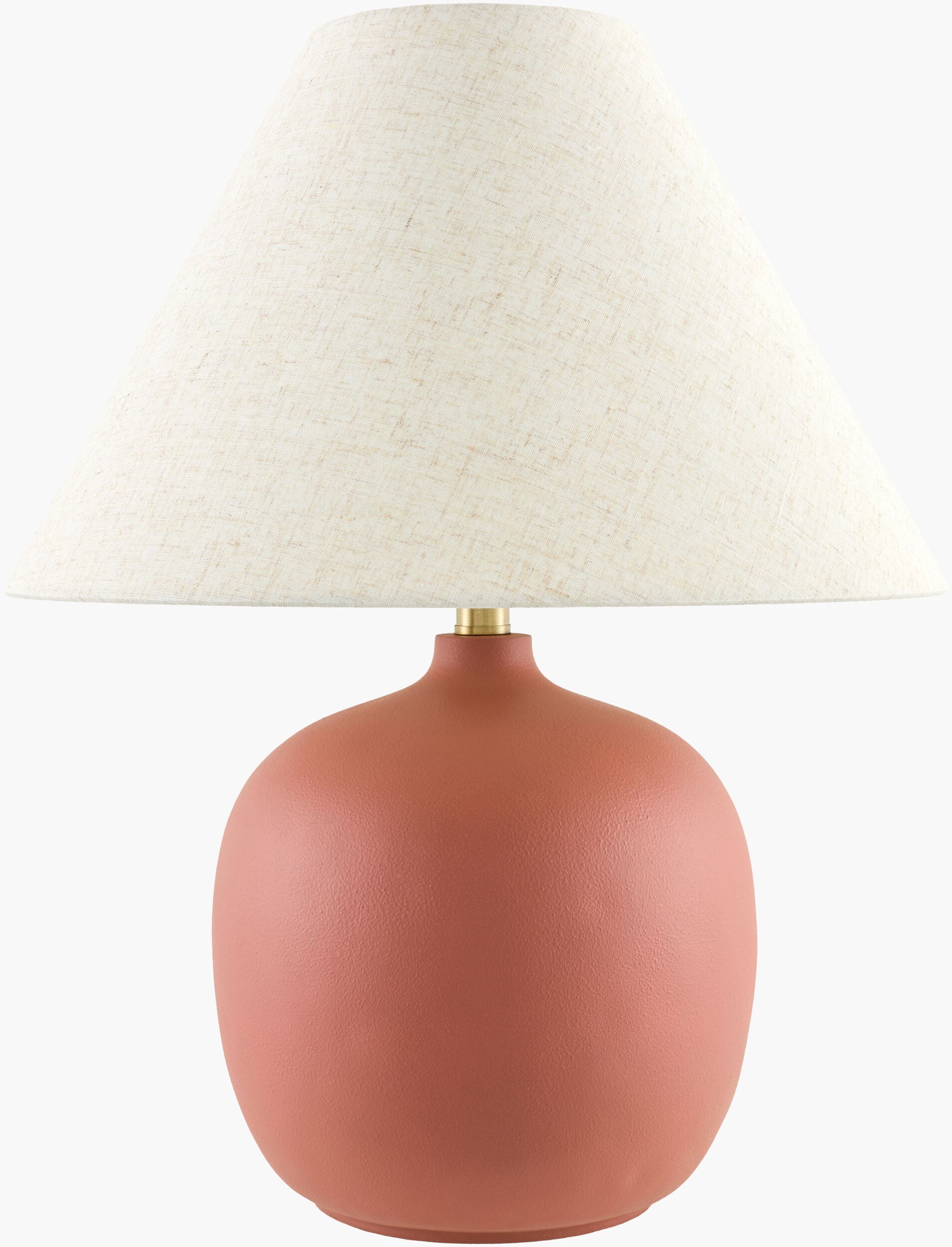 Soft Brick Red Traditional Table Lamp with linen details for bedside or console tables-0