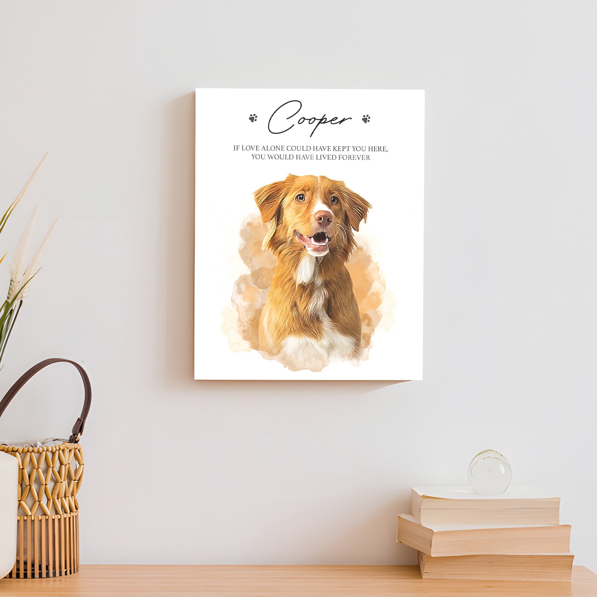Pet Memorial Portrait Watercolor Sign If Love Alone