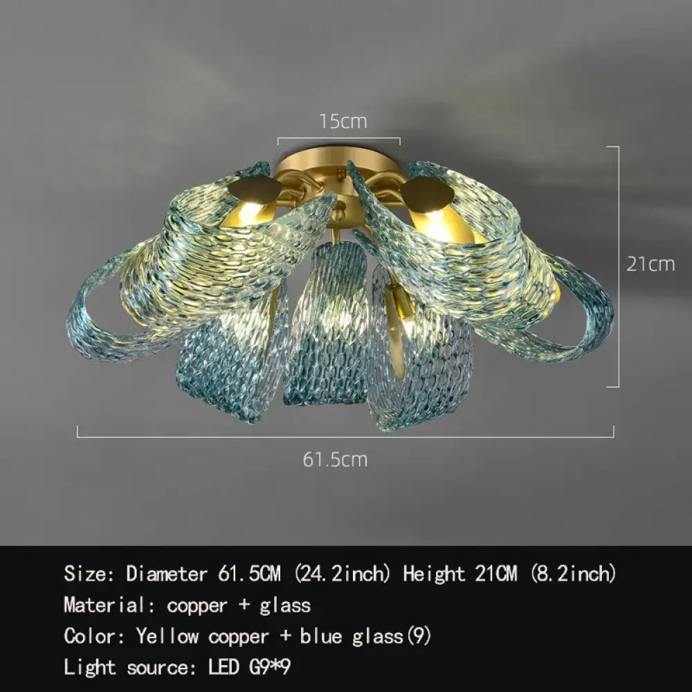 Modern Copper Glass Ceiling Light | Dining Room Lighting