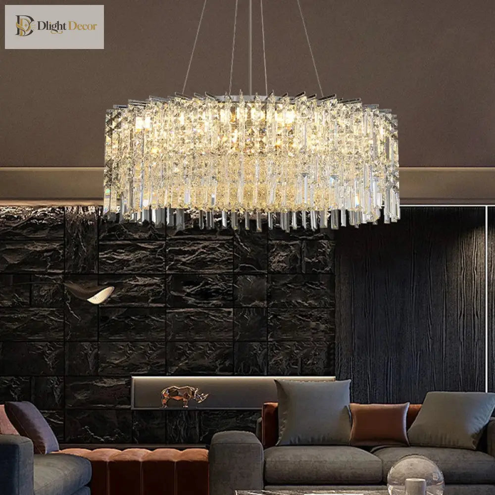 Modern Crystal Chrome Chandelier | Dining Room Lighting