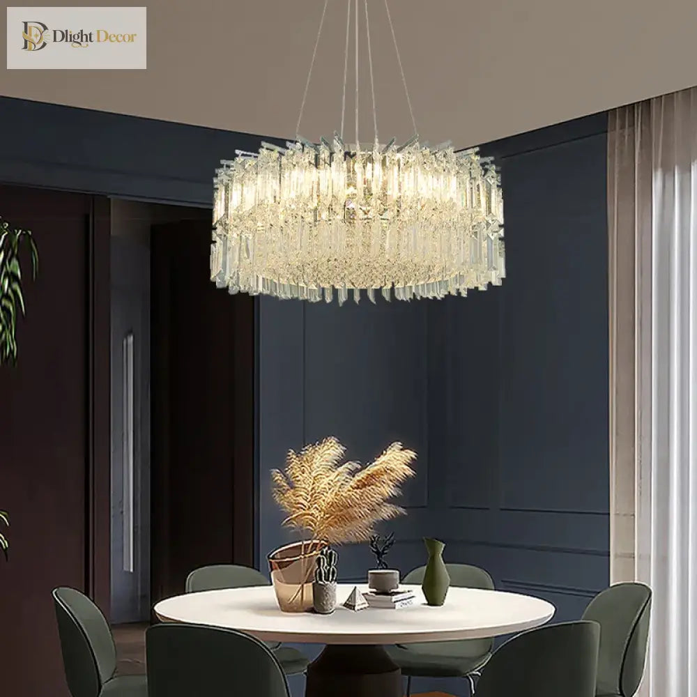 Modern Crystal Chrome Chandelier | Dining Room Lighting