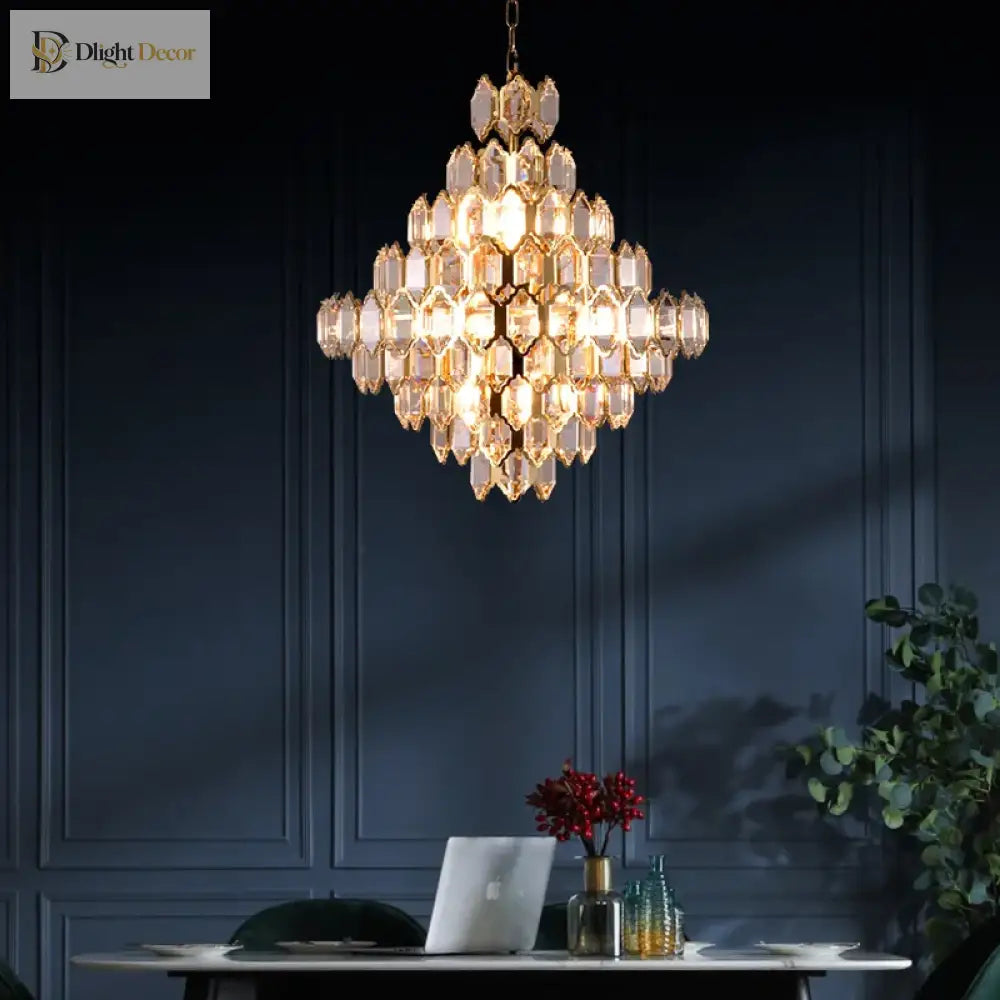 Modern Crystal Gold Chandelier | Dining Room Home Lighting