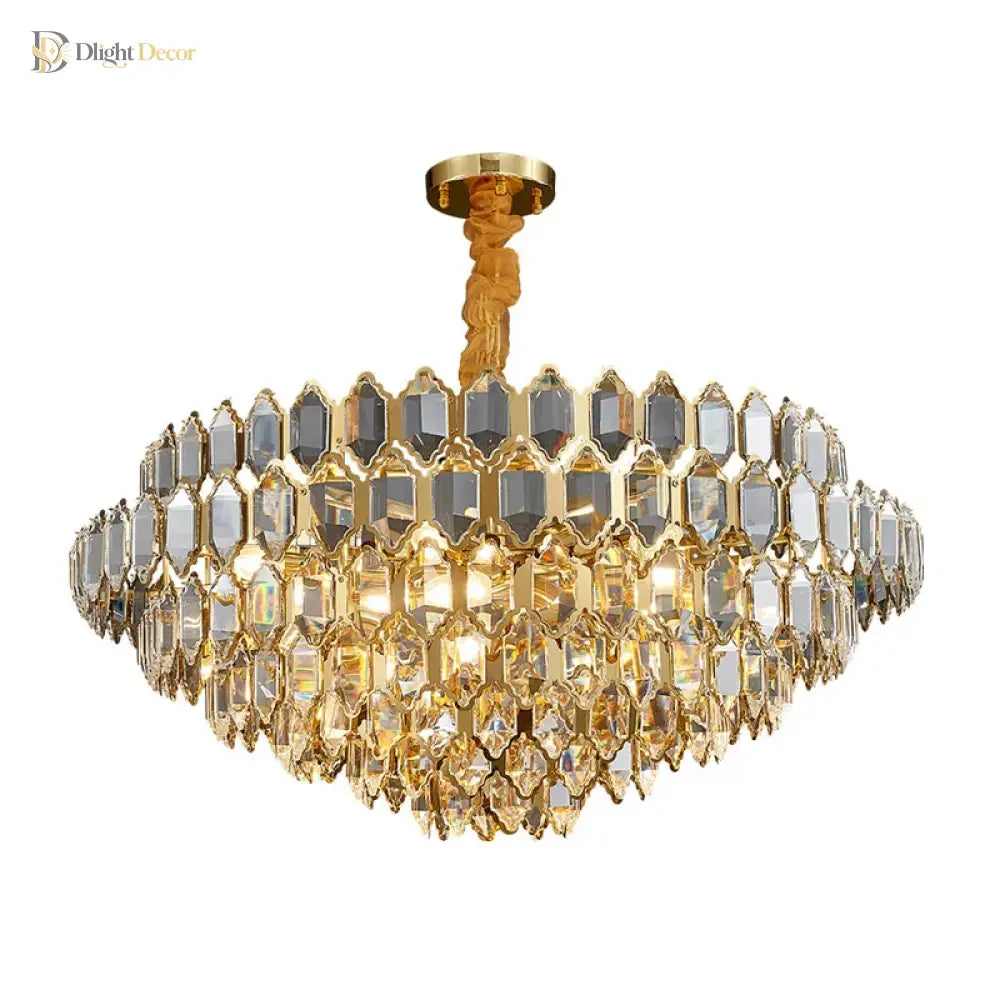 Modern Crystal Gold Chandelier | Dining Room Home Lighting