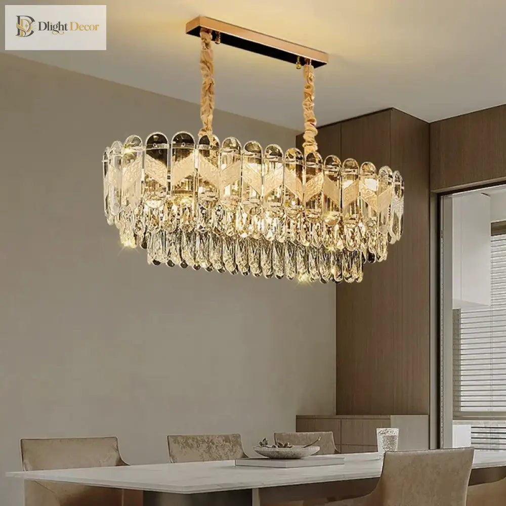 Modern Crystal Gold Chandelier | Dining Room Lighting