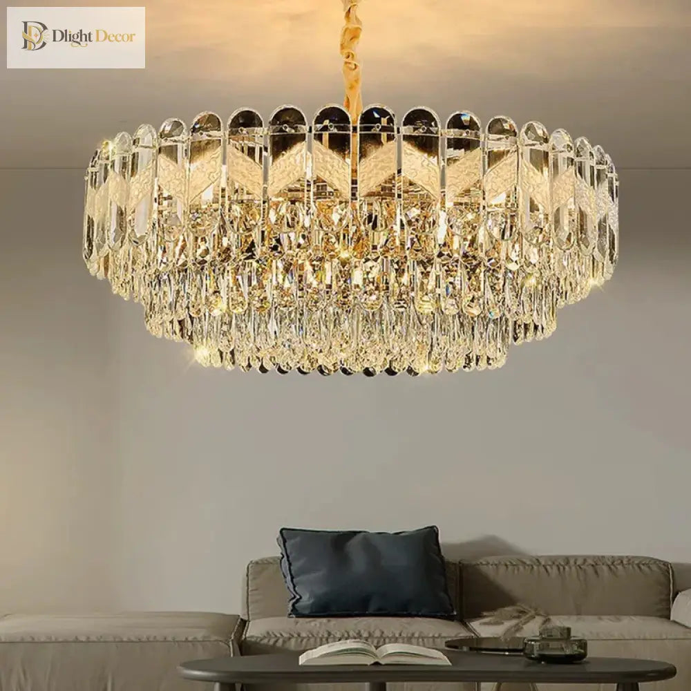 Modern Crystal Gold Chandelier | Dining Room Lighting