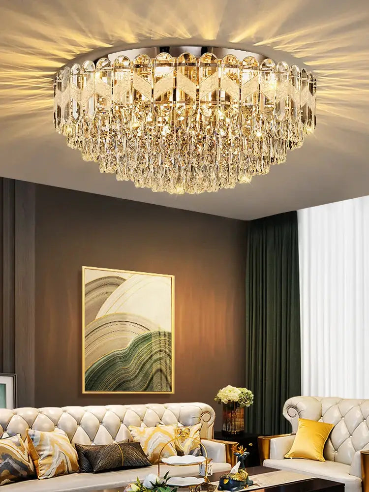 Modern Crystal Gold Chandelier | Dining Room Lighting