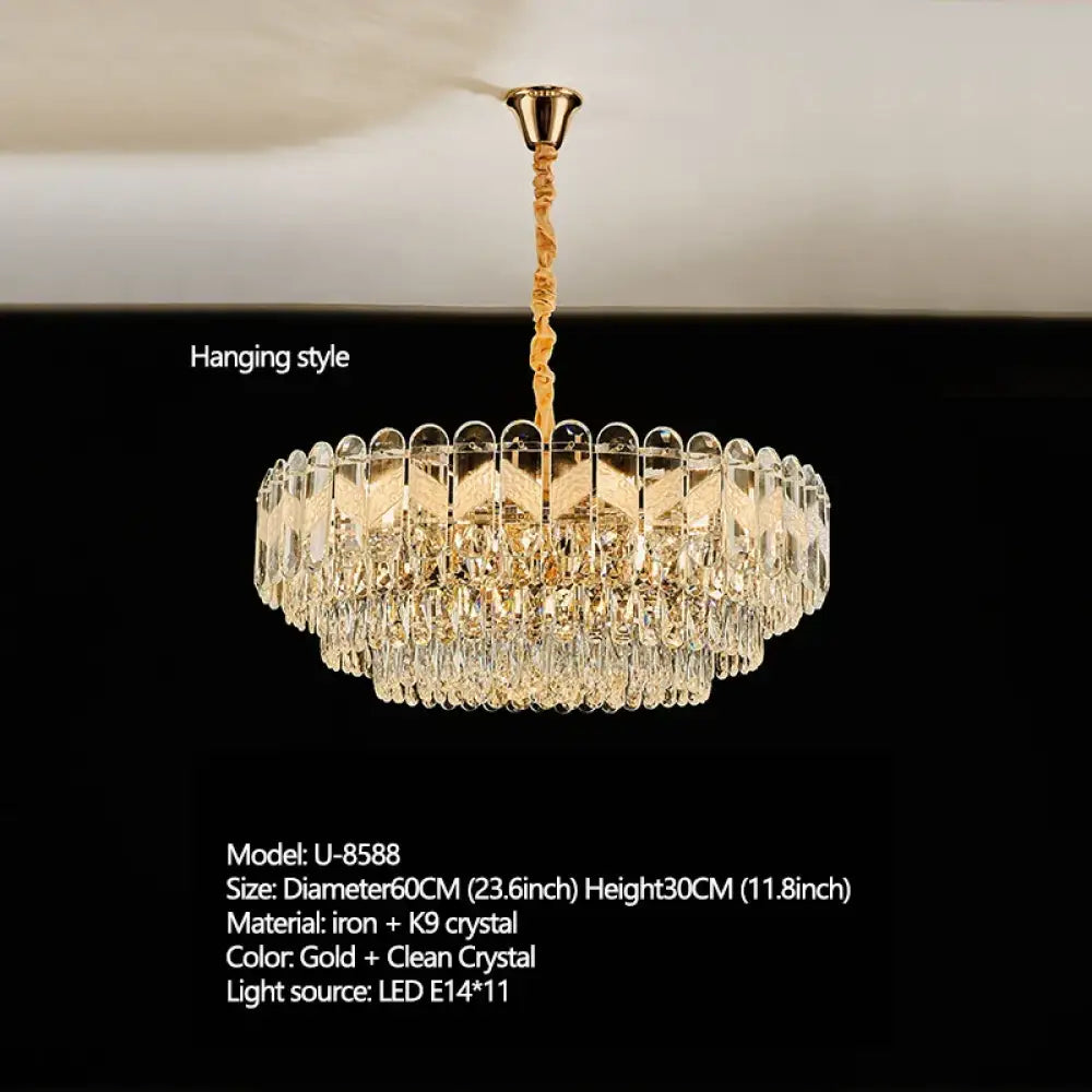 Modern Crystal Gold Chandelier | Dining Room Lighting