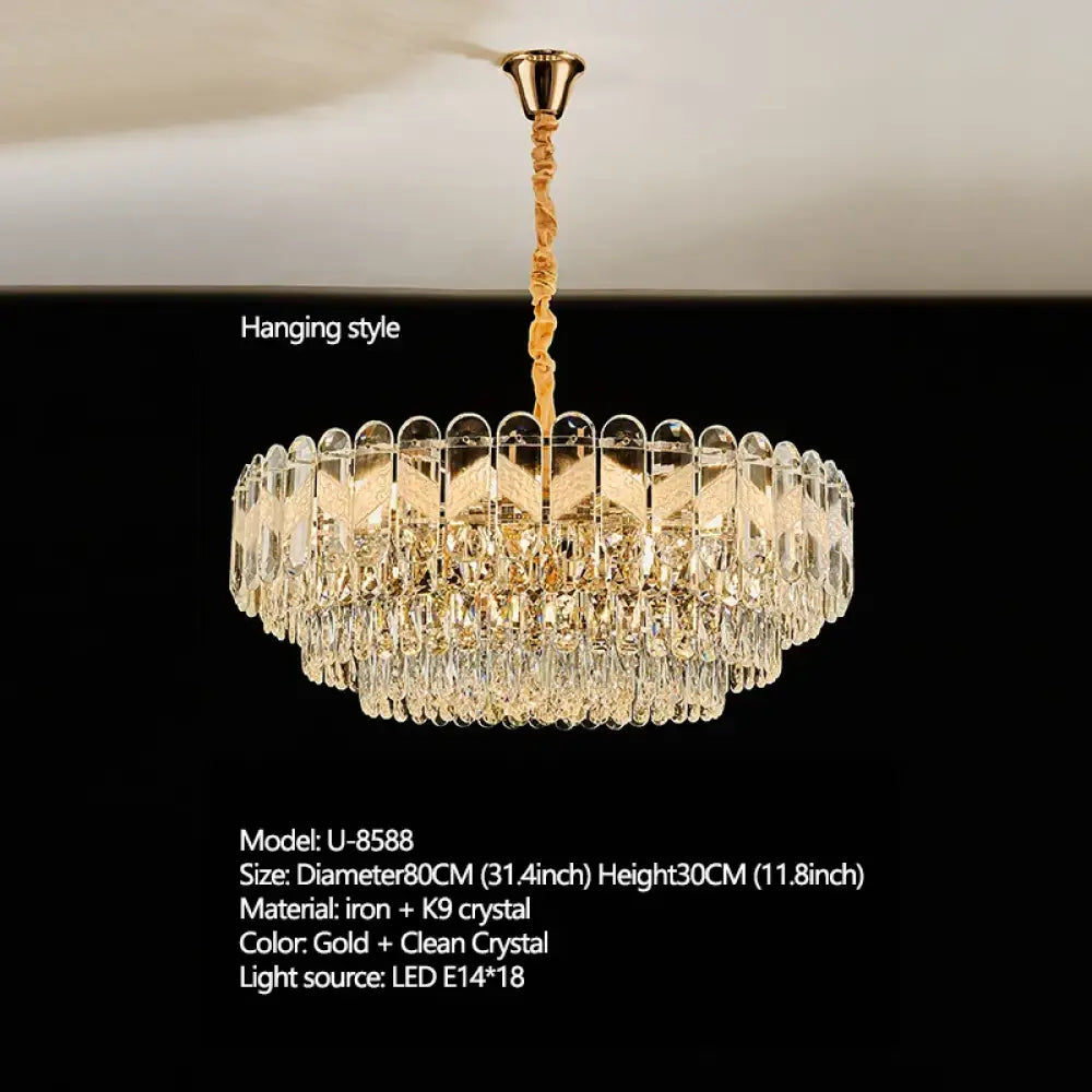 Modern Crystal Gold Chandelier | Dining Room Lighting