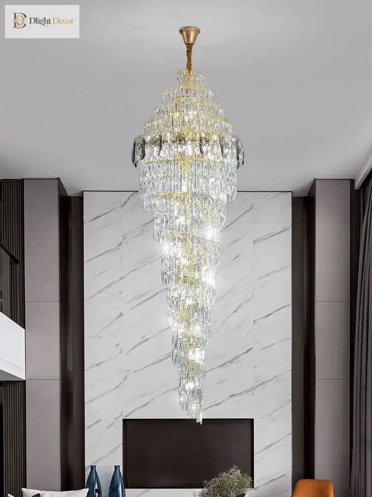 Modern Crystal Gold Chandelier | Hallway & Entry Lighting