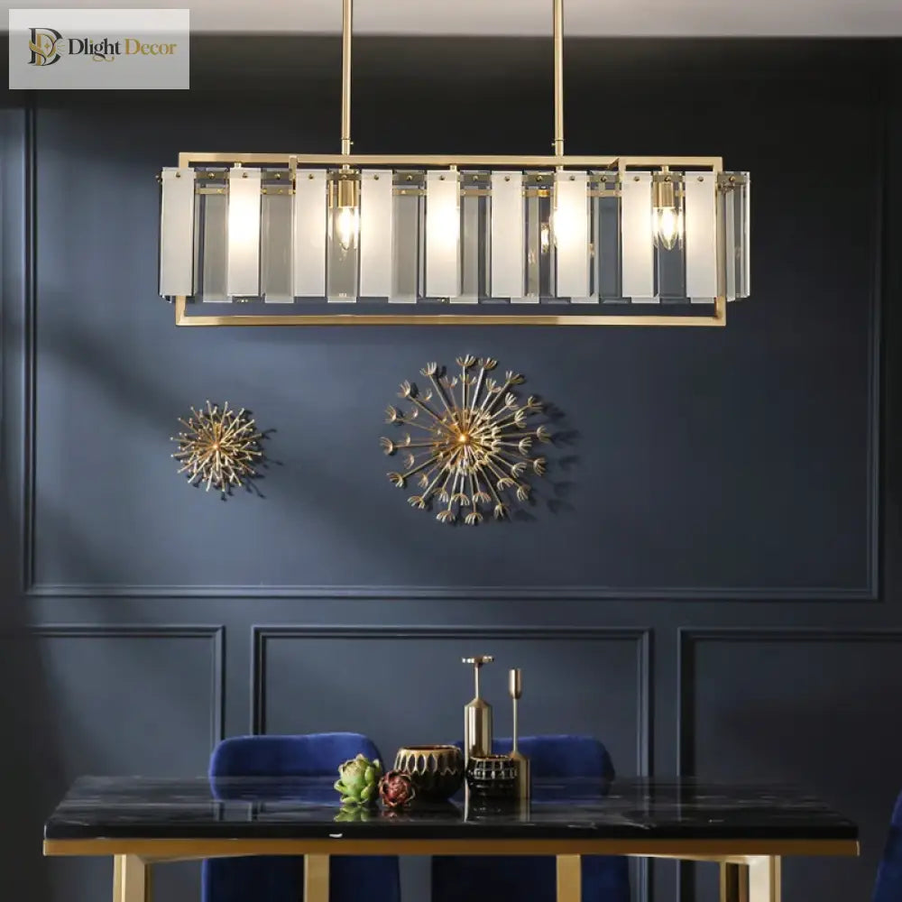 Modern Glass Gold Chandelier | Dining & Kitchen Lighting