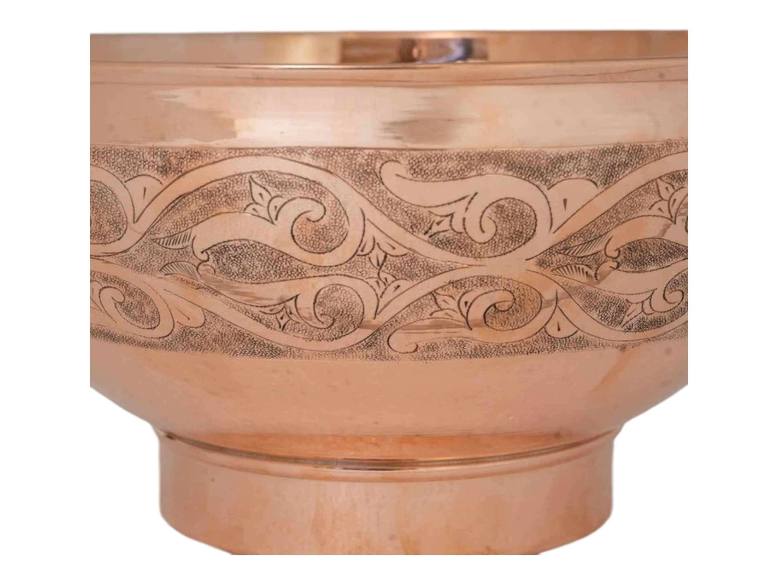 Copper Bathroom Vessel Sink – Hand Engraved & Hammered Bowl Vanity Sink-3