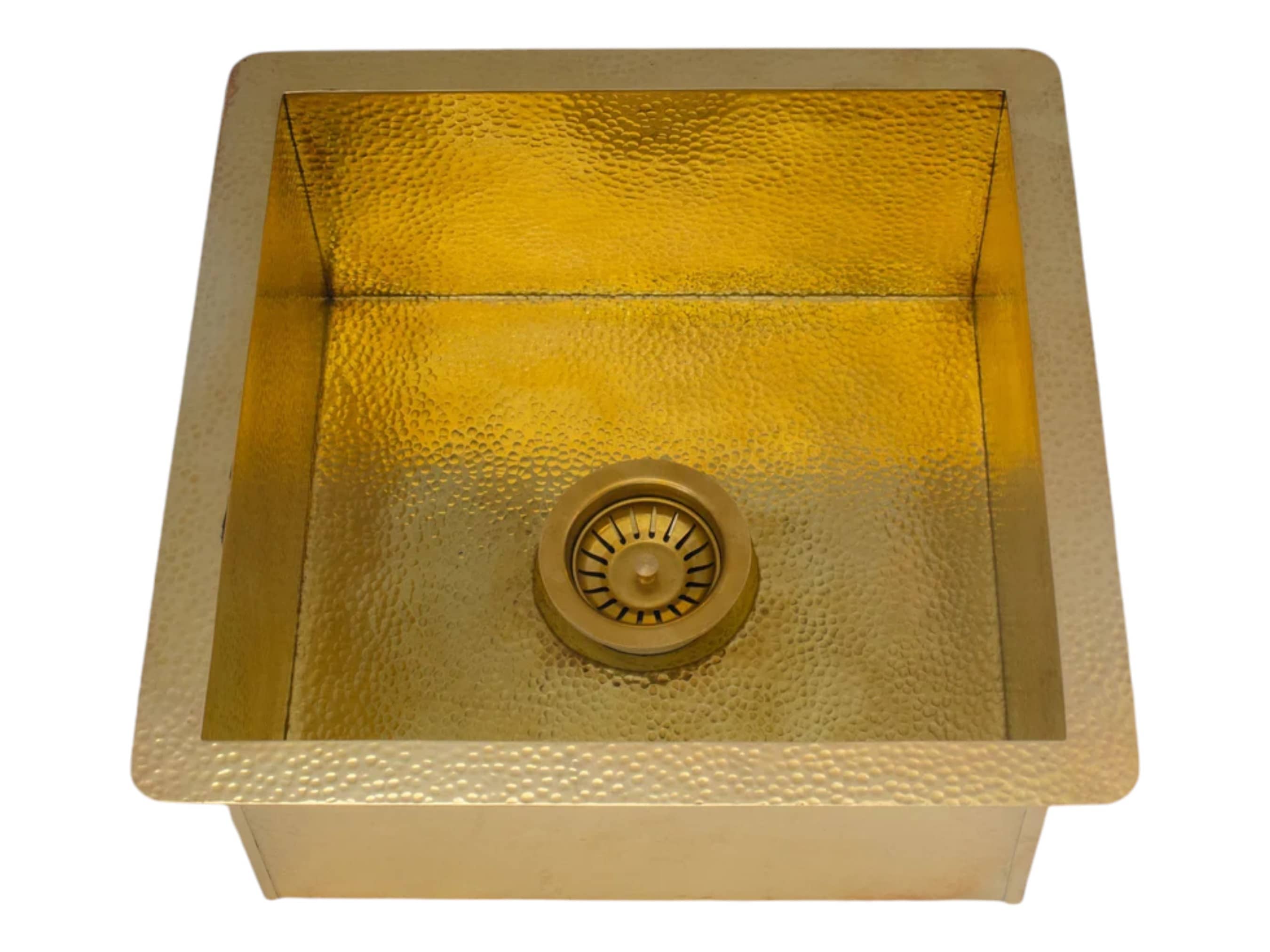 Solid Unlacquered Brass Undermount Hammered Sink – Kitchen Bar Sink, Island Sink, Outdoor Sink-1