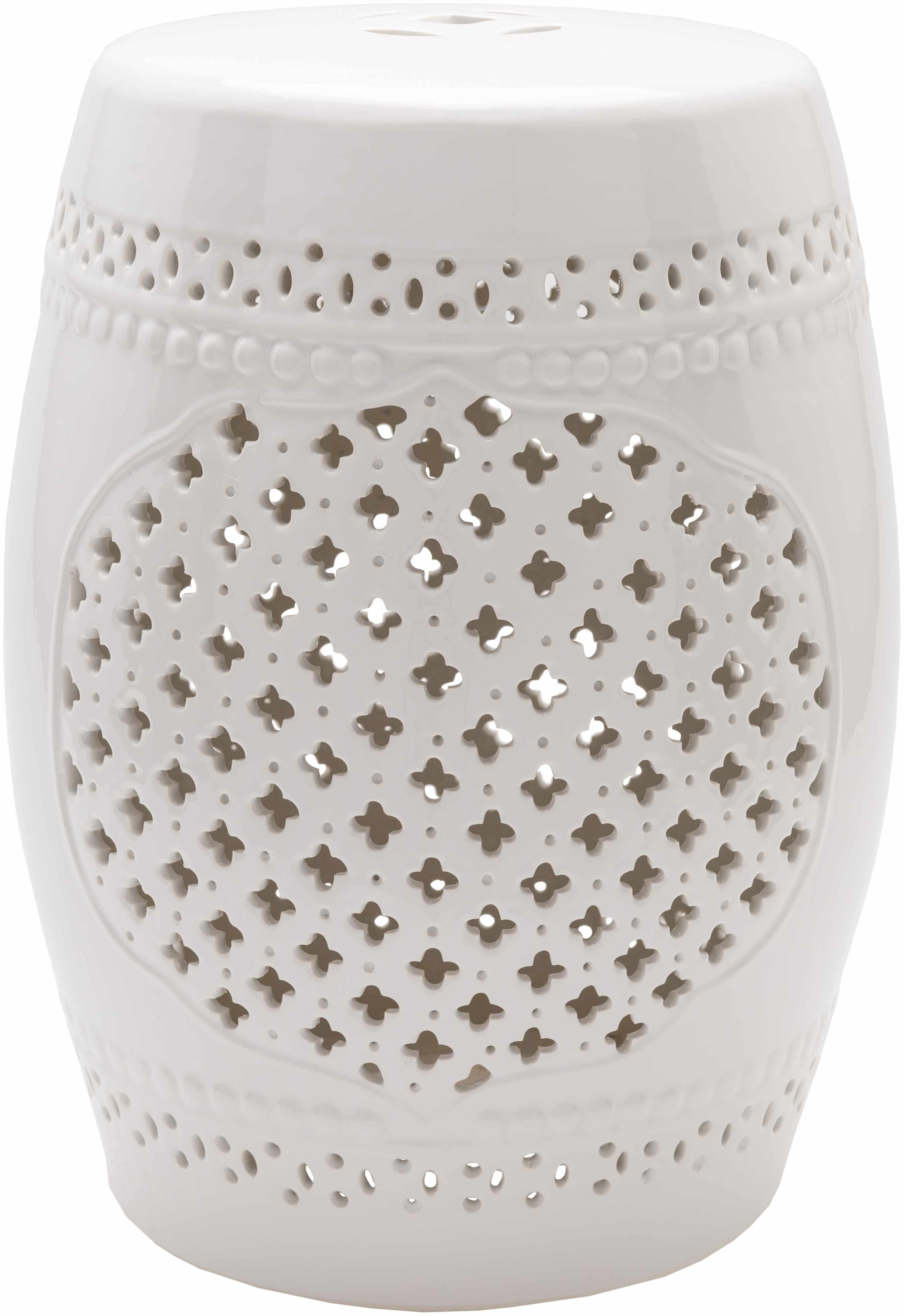 Merida White Patterned Ceramic Stool-0