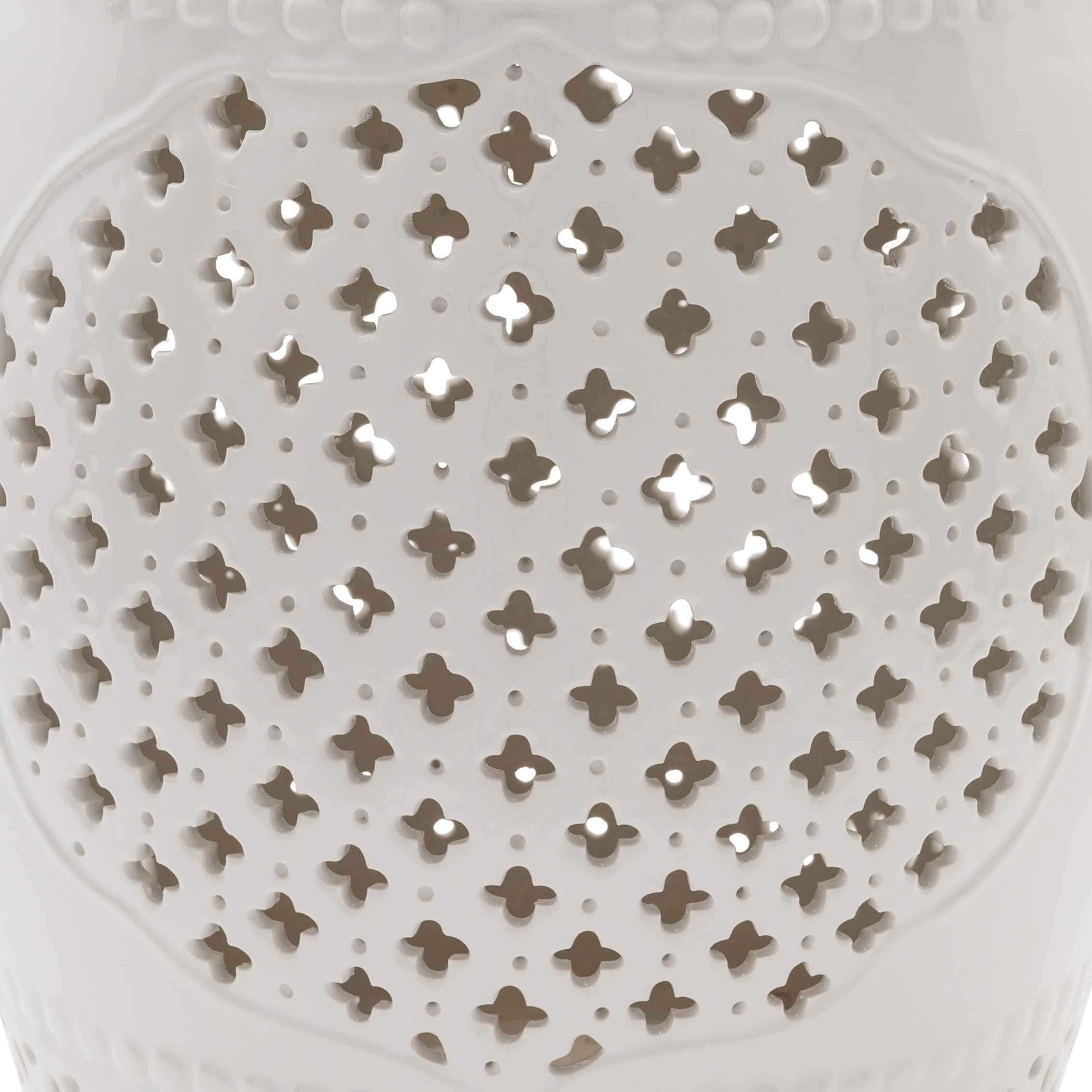 Merida White Patterned Ceramic Stool-3