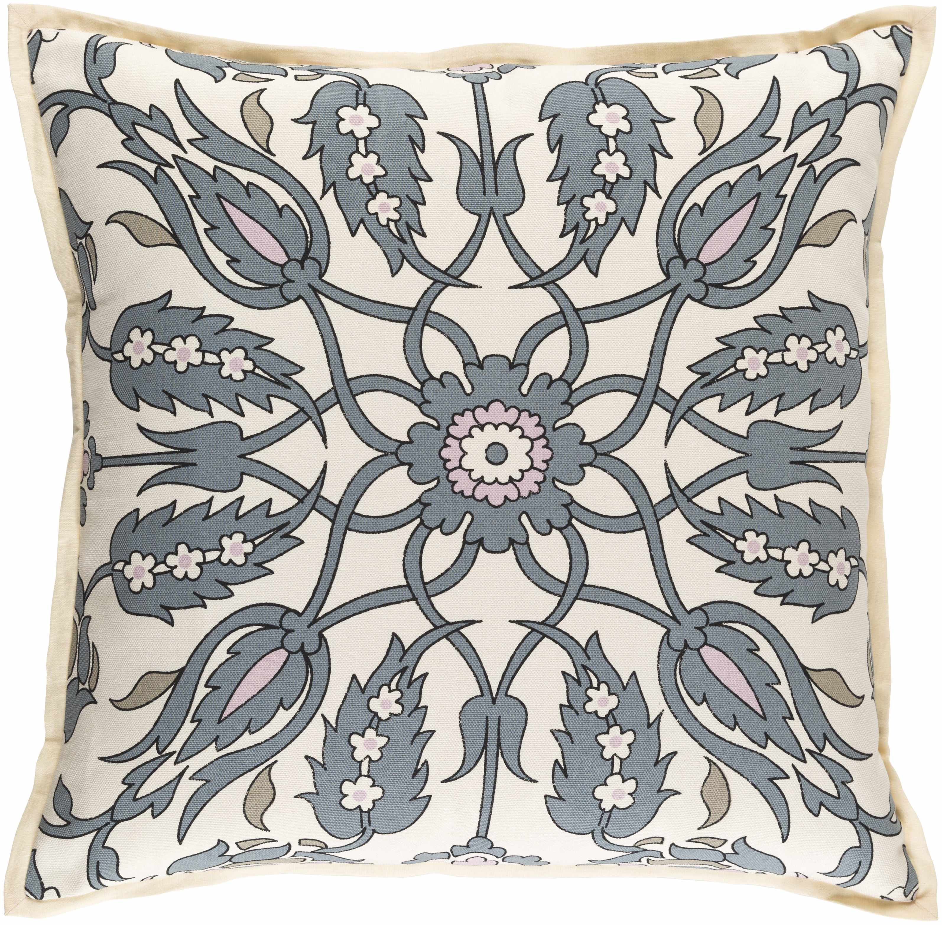 Martelle Blue Floral Throw Pillow - Clearance-0