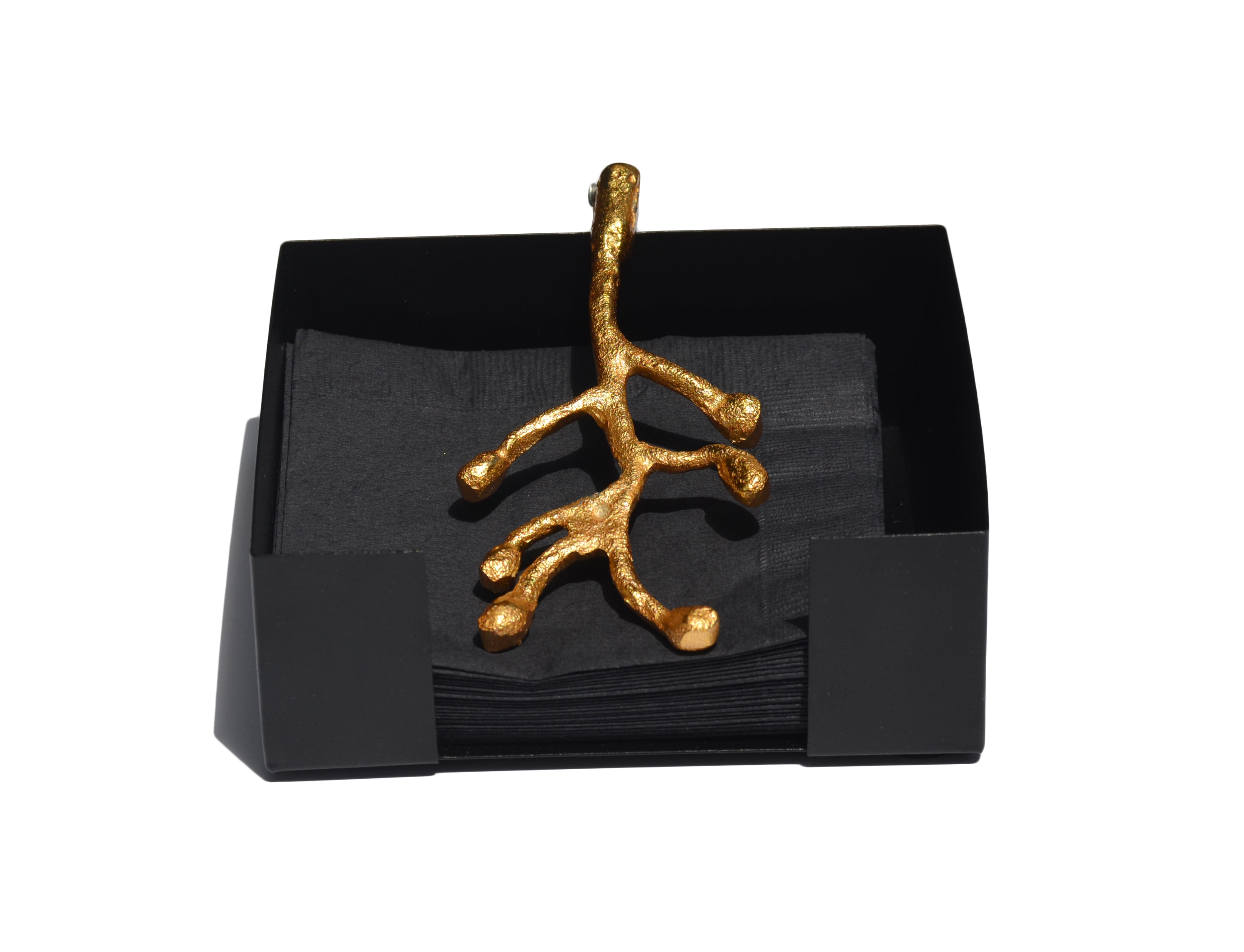 Vibhsa Napkin Holder Dinning Decor (Golden Olive Bud)
