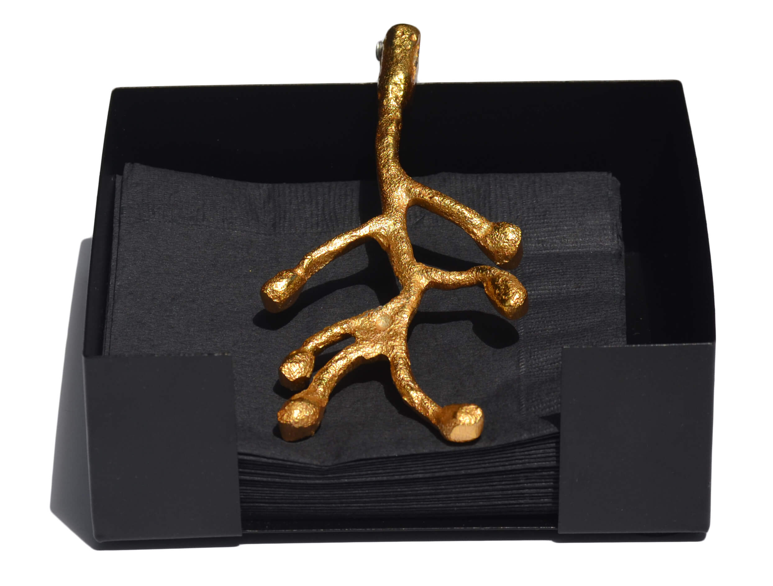 Vibhsa Napkin Holder Dinning Decor (Golden Olive Bud)