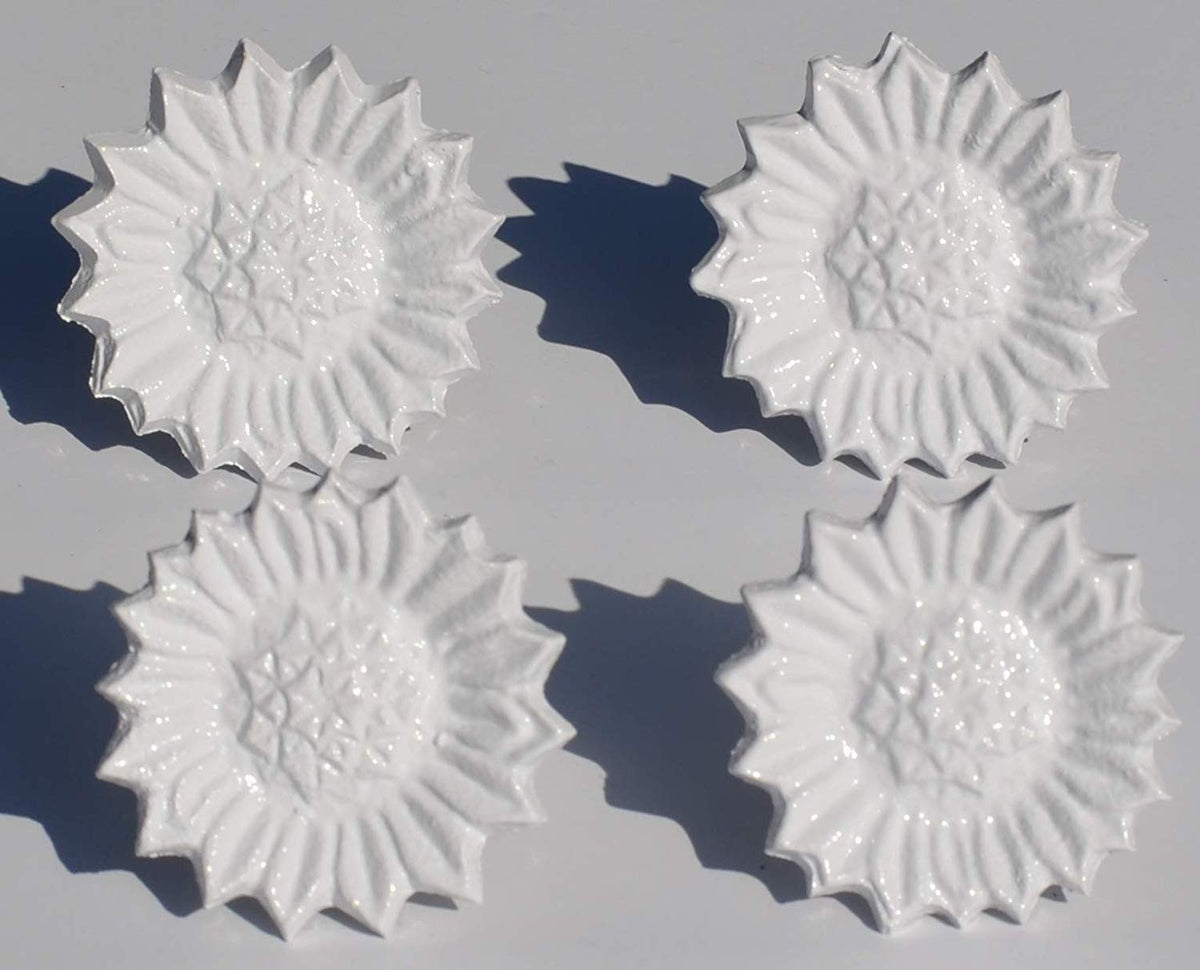 Vibhsa White Sunflower Napkin Rings | Set of 4, Handcrafted Aluminum