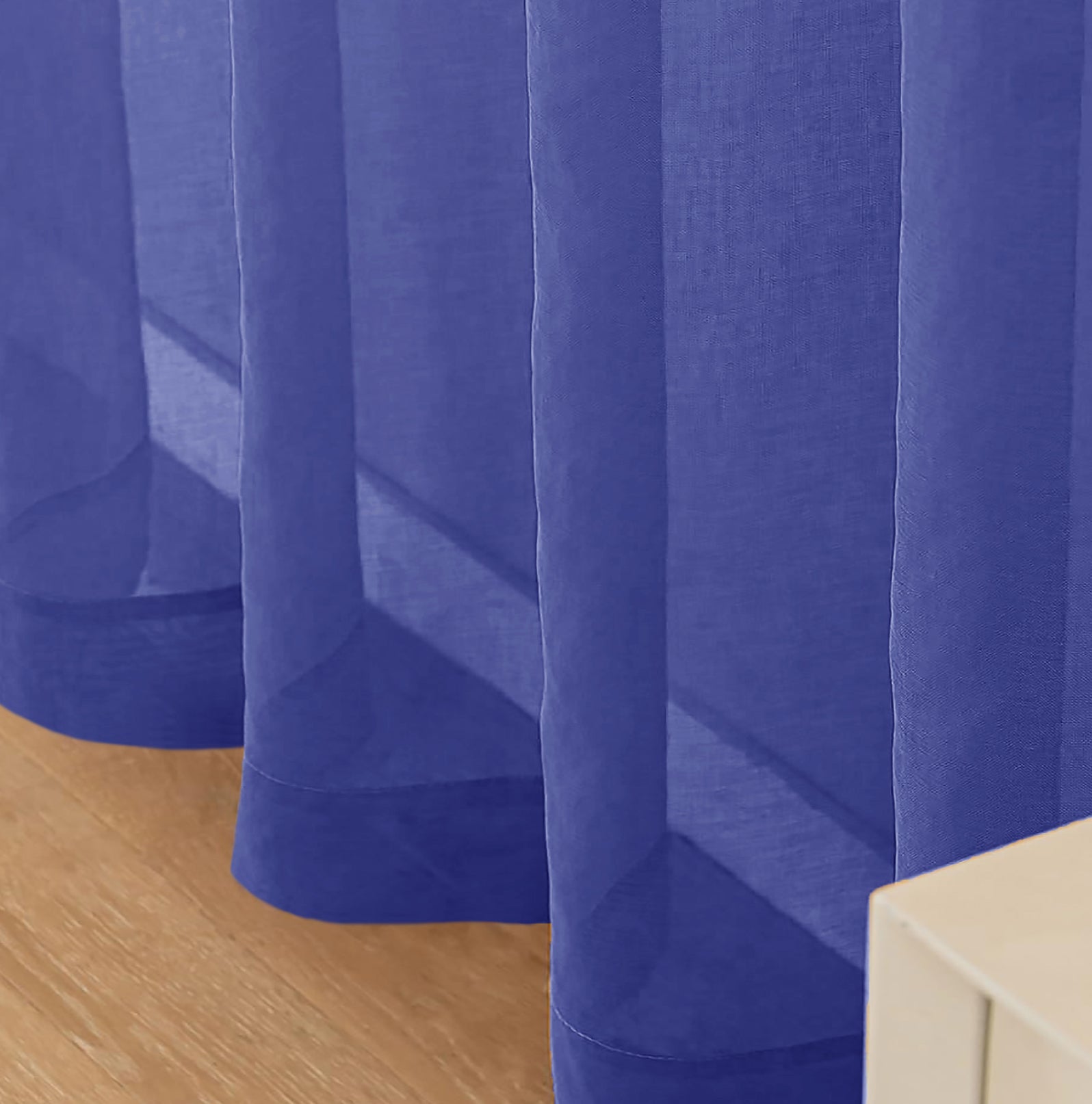 84" Inches Long - Navy Blue Sheer Window Rod Pocket Curtain Set (2 Panels)