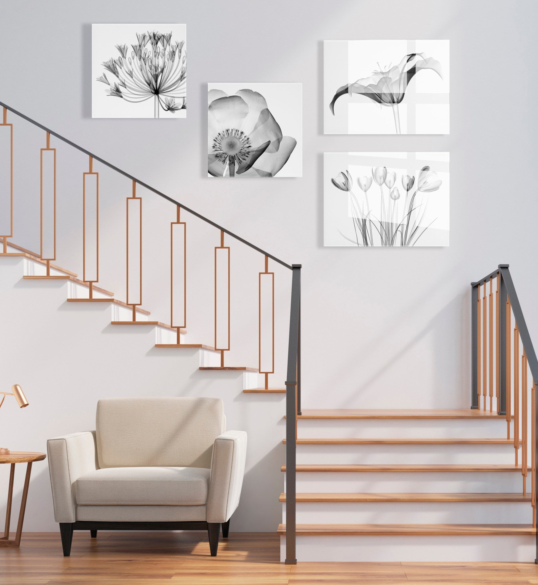 Poppy X Ray Floral Floating Acrylic Art by The Creative Bunch Studio