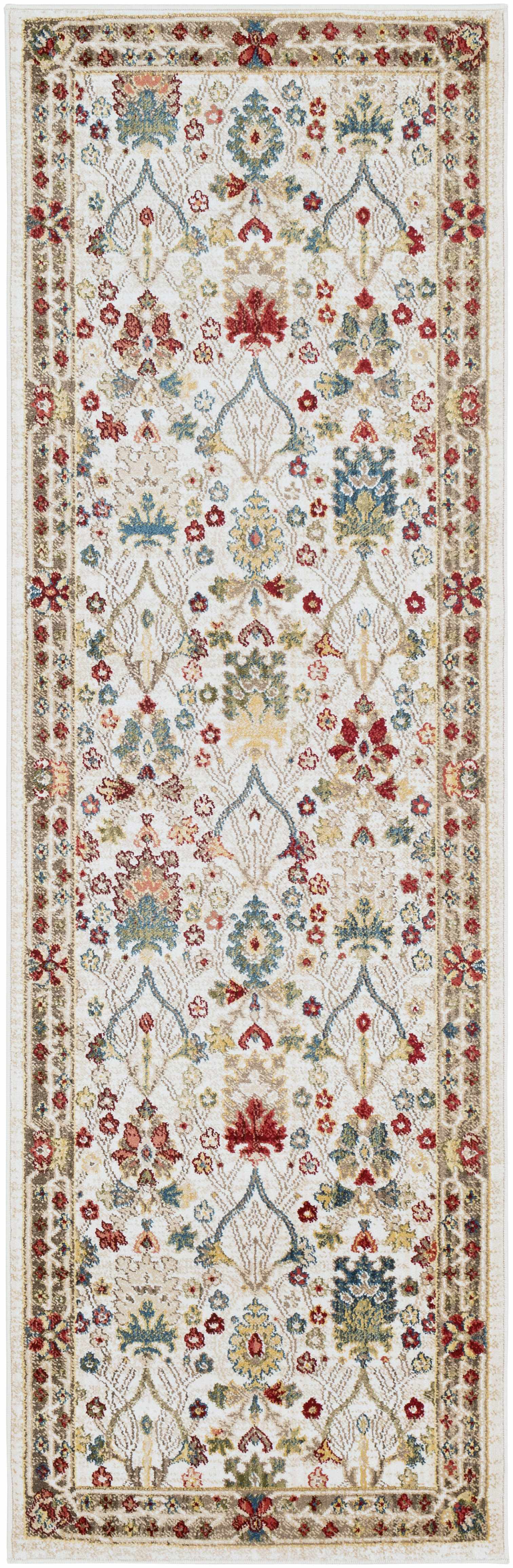 Neola White/Brown Damask Area Rug-7