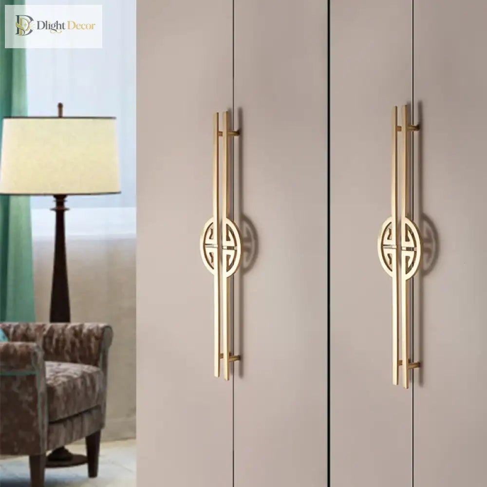 New Chinese-Style Zinc Alloy Cabinet Handles – Elegant Gold Pulls for Wardrobes, Drawers, and Cupboards