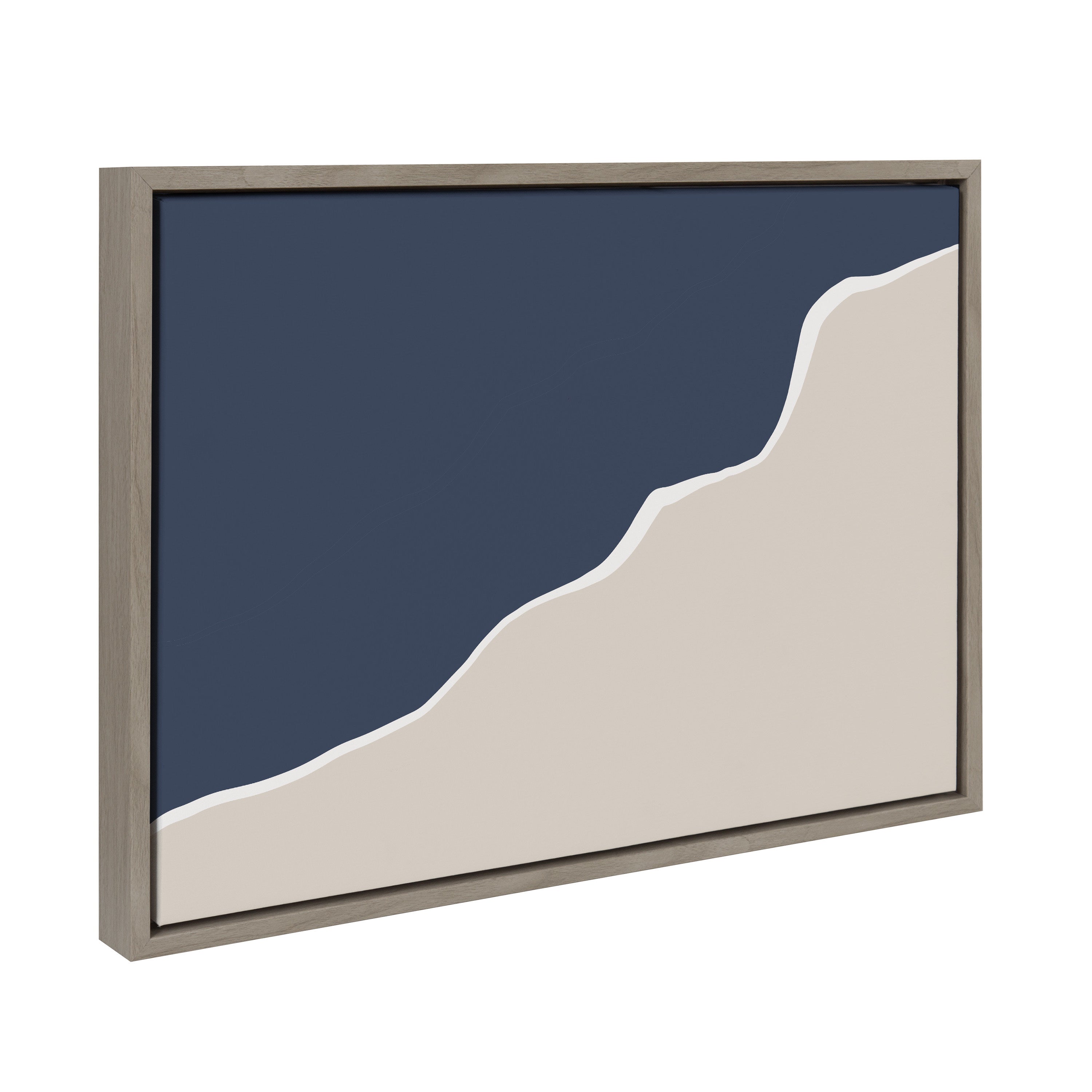 Sylvie Ocean and Beach Abstract Landscape Framed Canvas by The Creative Bunch Studio