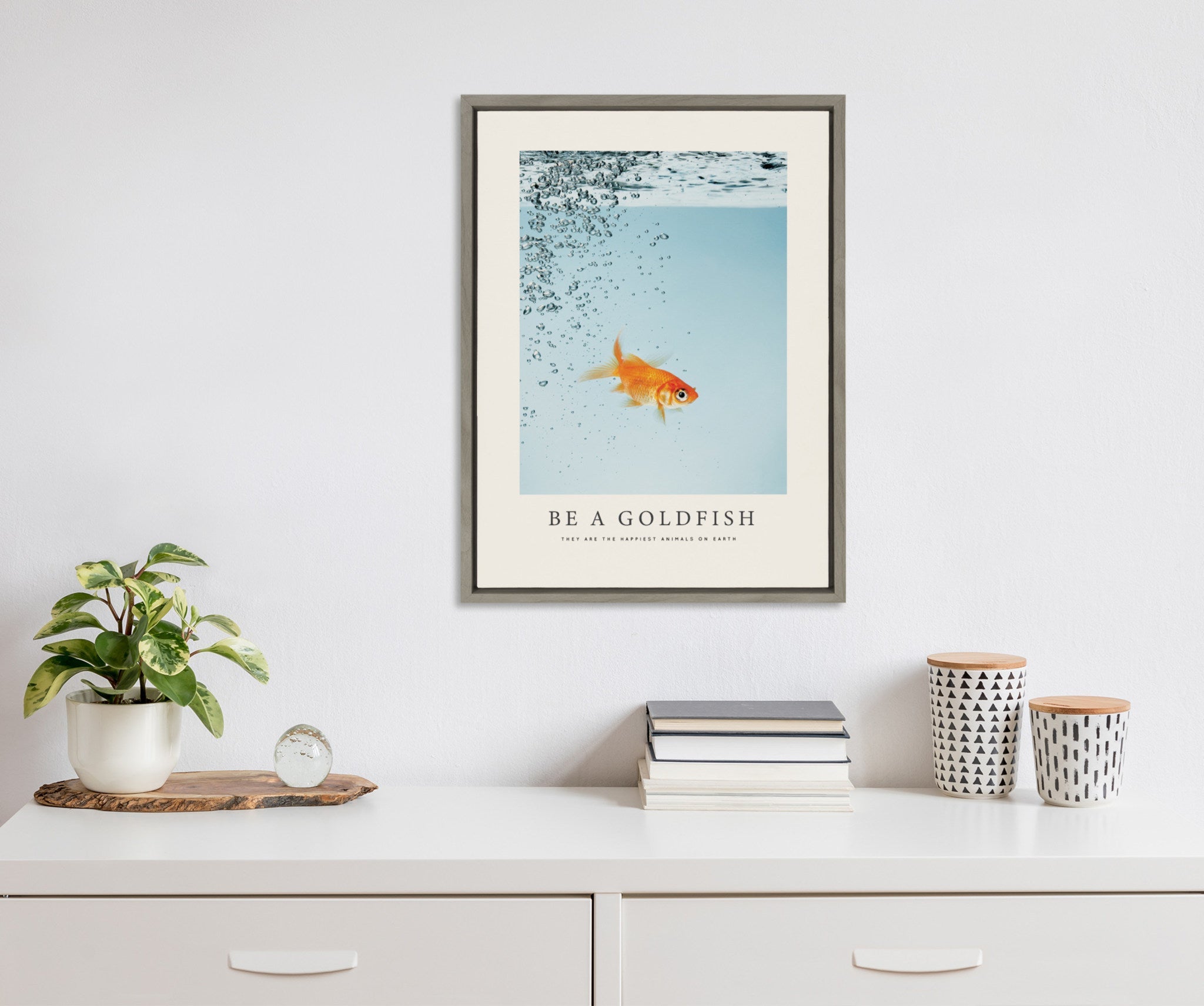 Sylvie Be a Goldfish Framed Canvas by The Creative Bunch Studio