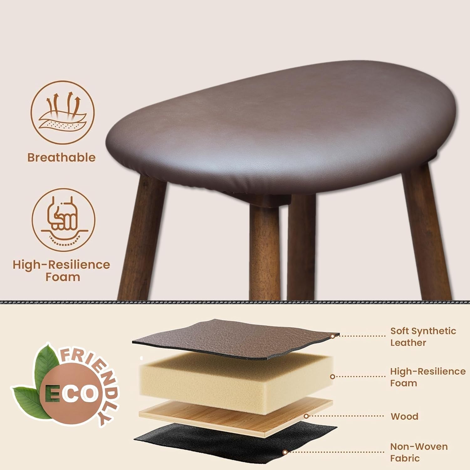 Upholstered Bar Stool 30 Inch Backless Kitchen Island