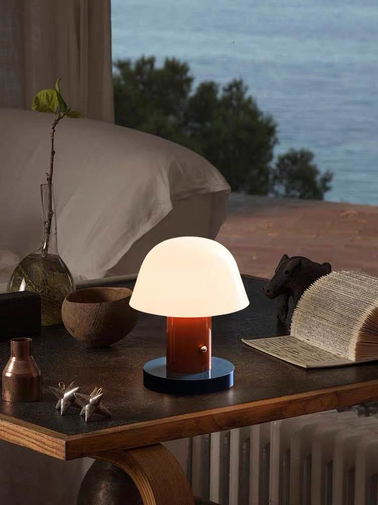 Nordic Cute Mushroom Setago Table Lamp - Dimmable Portable Quirky Nursery Light-0