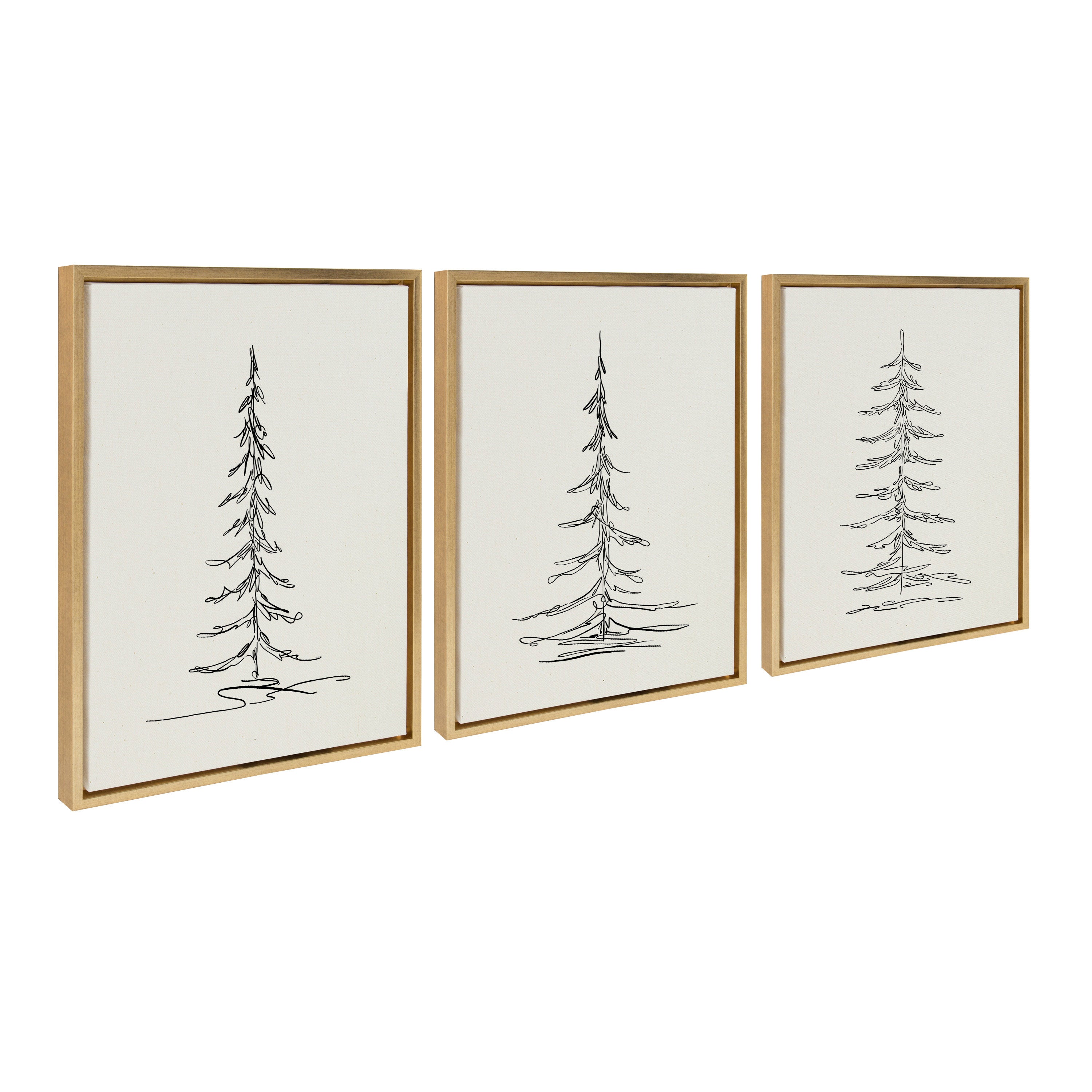 Sylvie Minimalist Evergreen Trees Framed Canvas Set by The Creative Bunch Studio