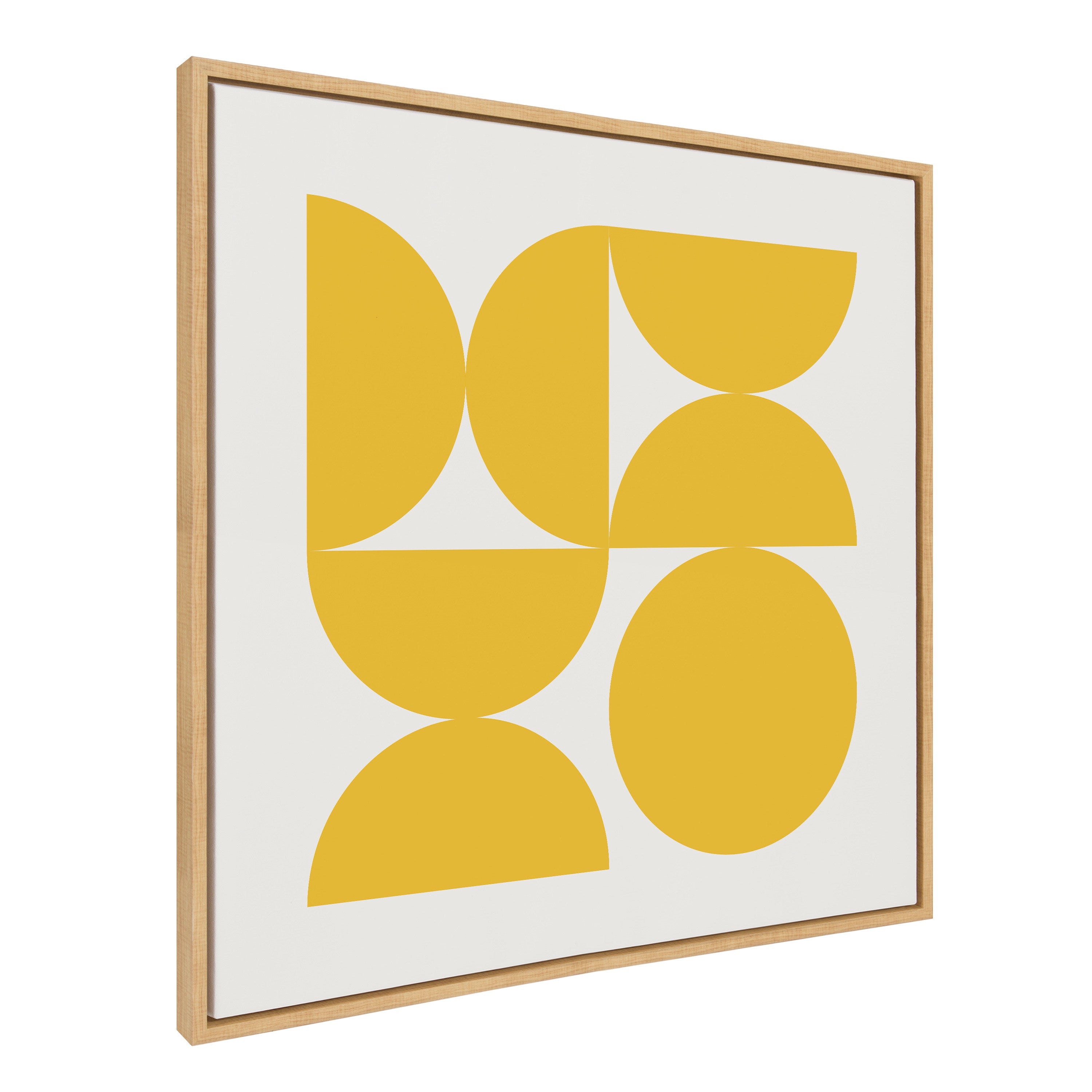 Sylvie Bold Vintage Geometric Sunshine Yellow Framed Canvas by The Creative Bunch Studio