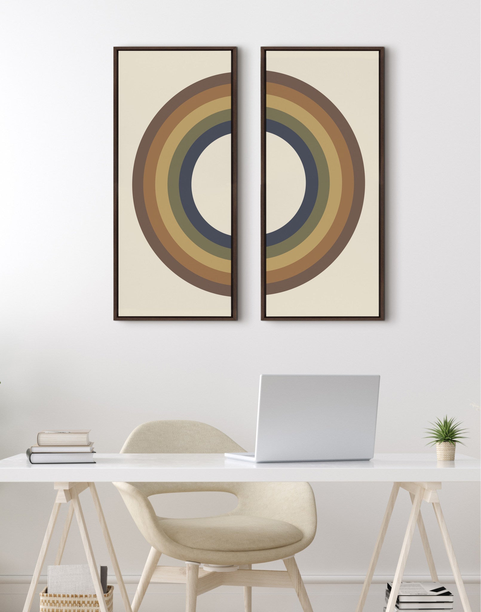 Sylvie Retro Rainbow Framed Canvas by The Creative Bunch Studio