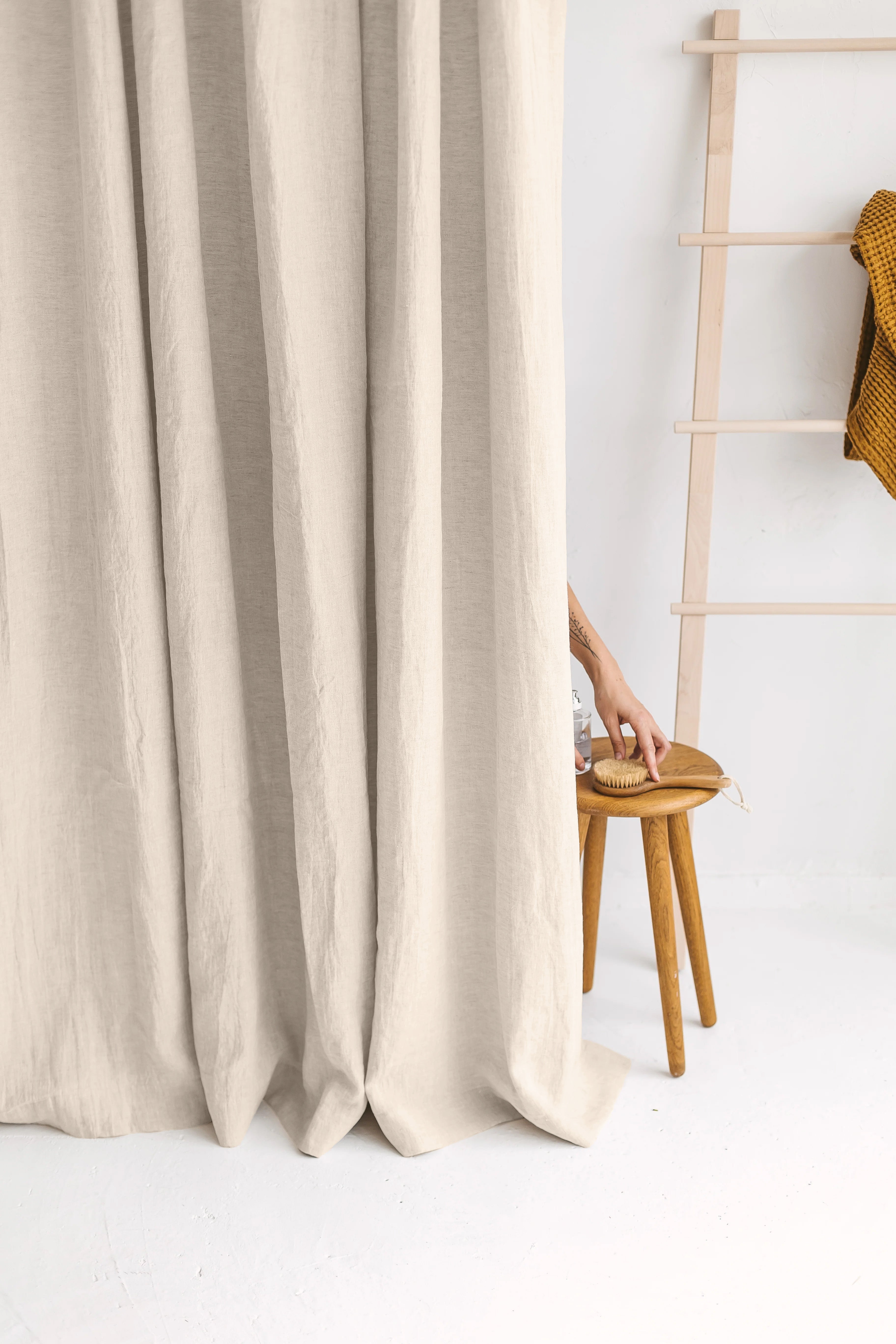 Organic Linen Shower Curtain | Off White | Eco-Friendly & Mold-Resistant | UK Made-1