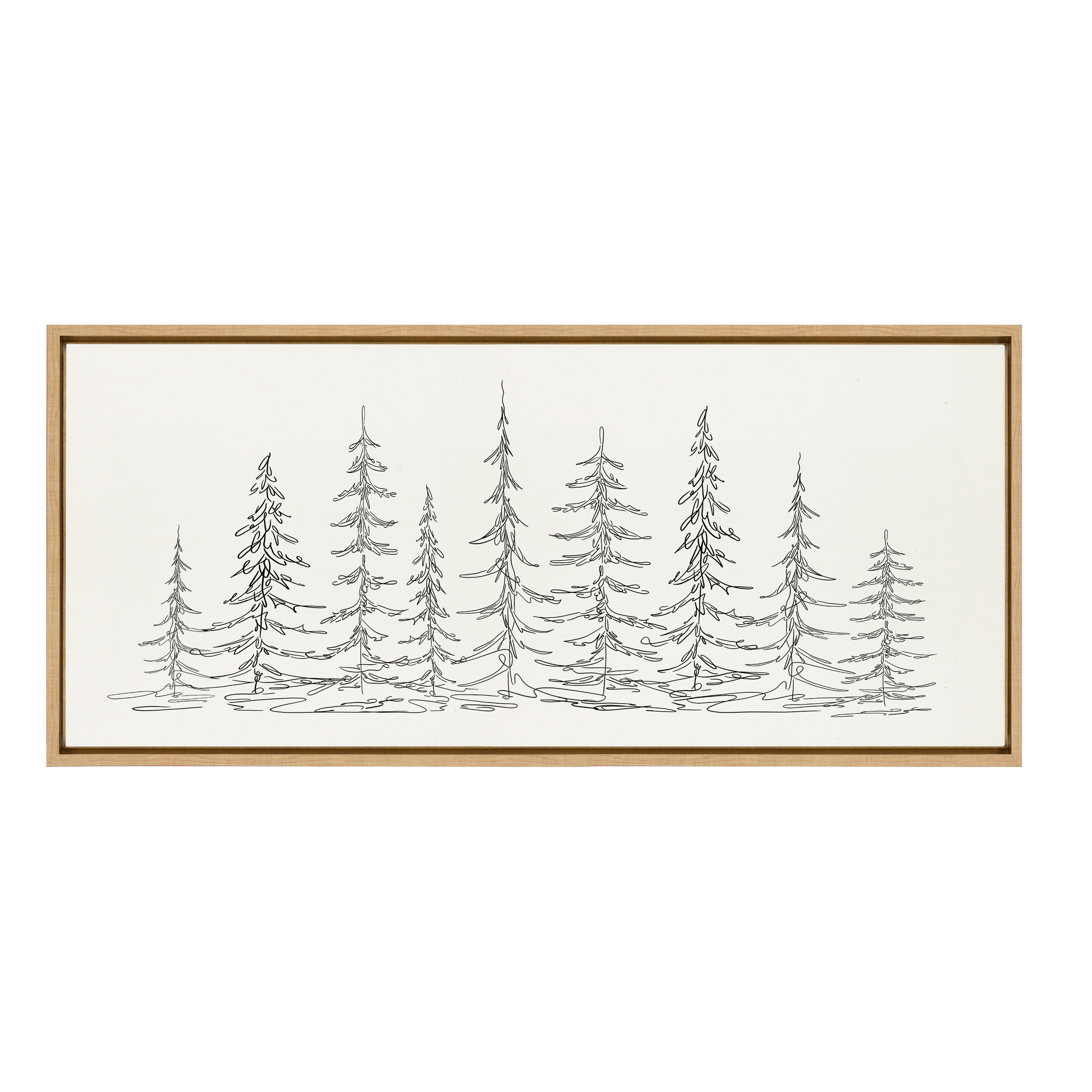 Sylvie Minimalist Evergreen Trees Sketch Framed Canvas by The Creative Bunch Studio