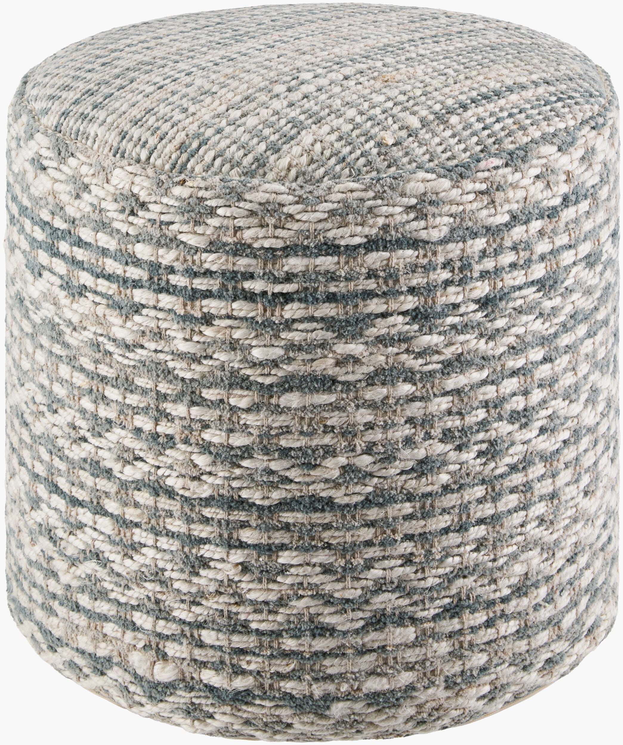 Dark Gray Rustic Pouf with cotton details for casual extra seating or footrest-0