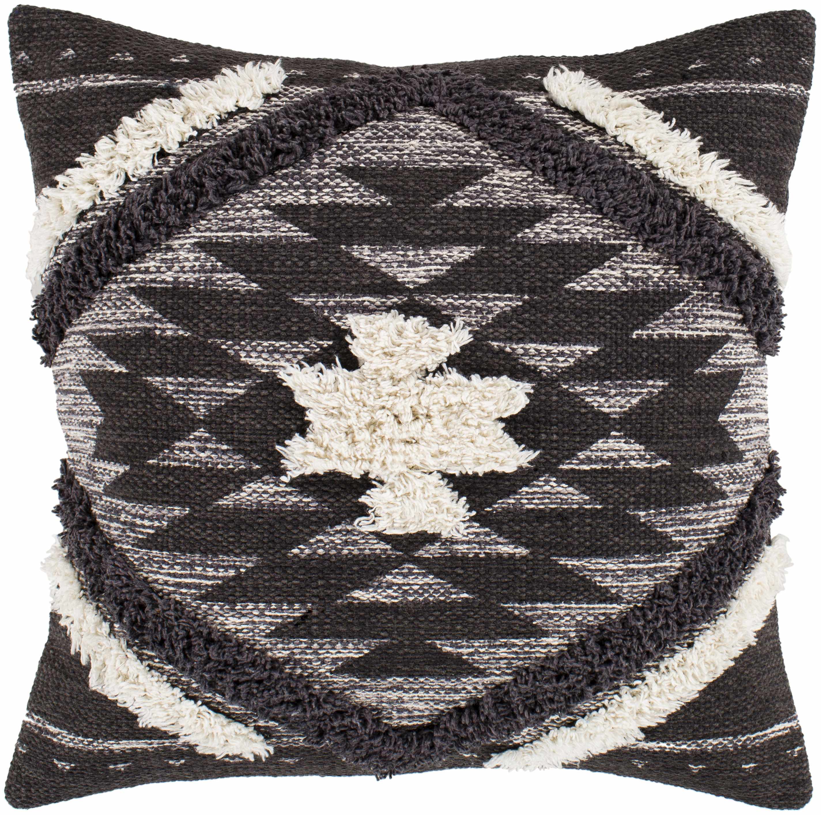 Olancha Black Diamond Textured Cotton Throw Pillow-1